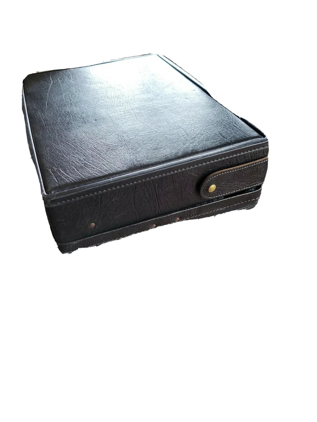 Hartmann Vintage Black belting Leather attache Briefcase lock 18x13x3.5″ Vntge