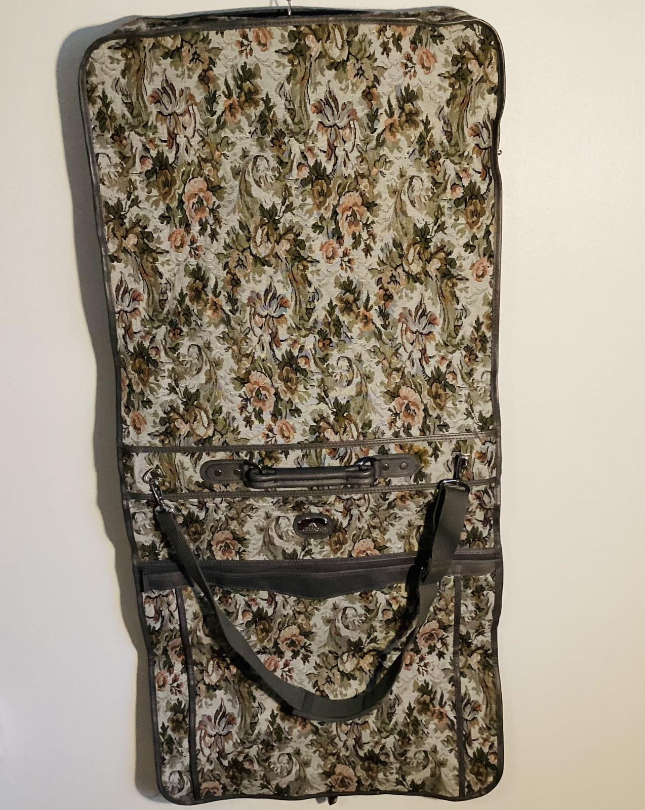 VTG Garment Bag Jordache Tapestry Locking Key 21×21 Folded Travel Carry On