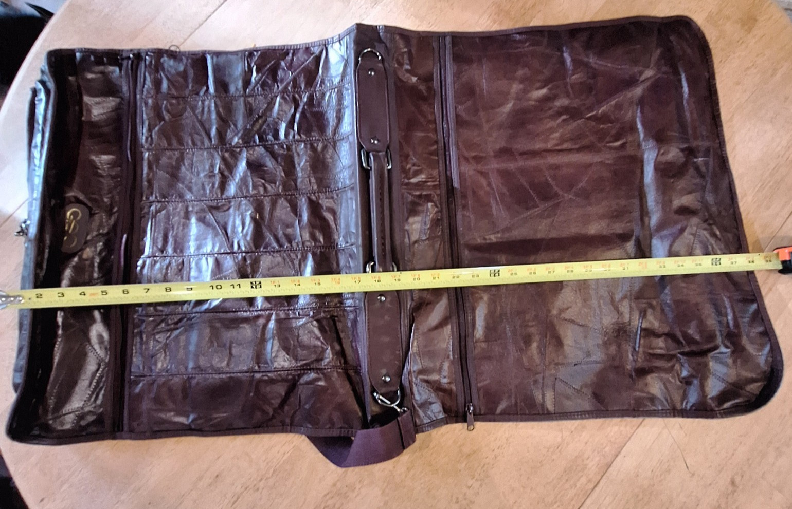 Vintage GSC Brown Patchwork Leather 3 Piece Luggage Set