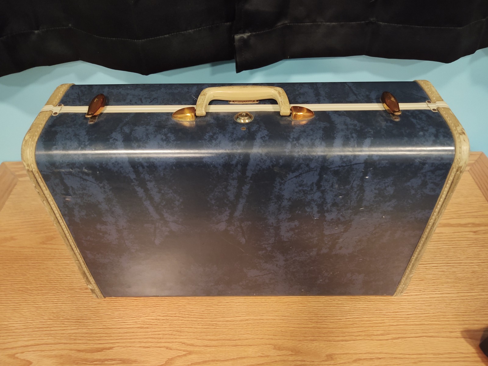 Vintage 1950’s SAMSONITE Shwayder Bros Luggage 3 Pc Set Suitcases Marble Blue