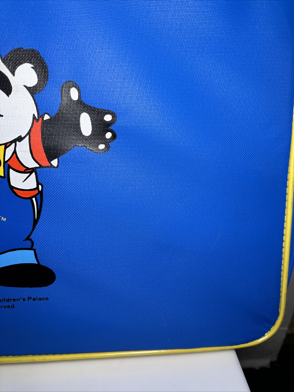 Vintage 1985 Peter Panda Kids Travel Suitcase Blue/Yellow 17″ Lightweight