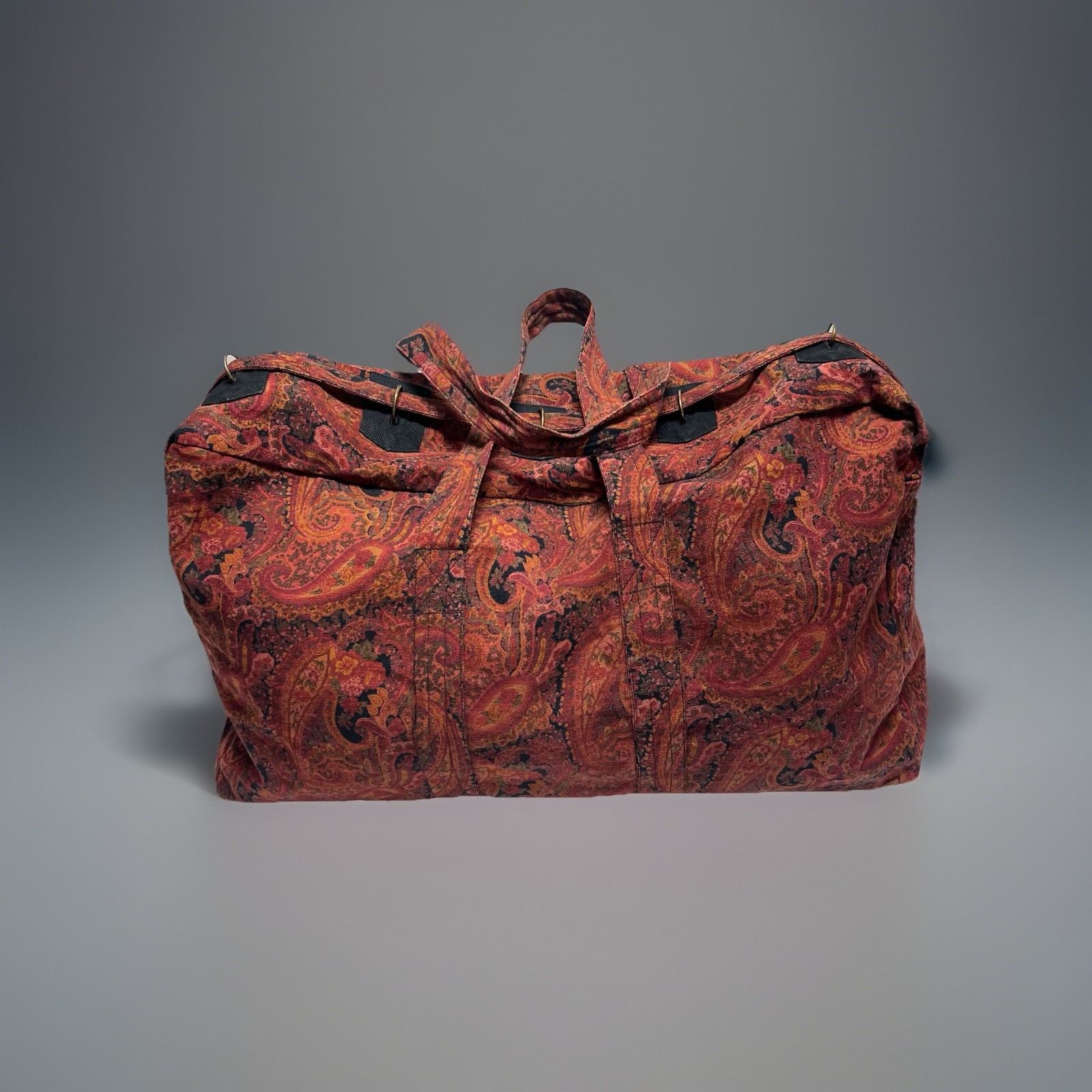 Rare Vintage J. Peterman Large Paisley Garment Bag Weekender Travel 1990s Boho