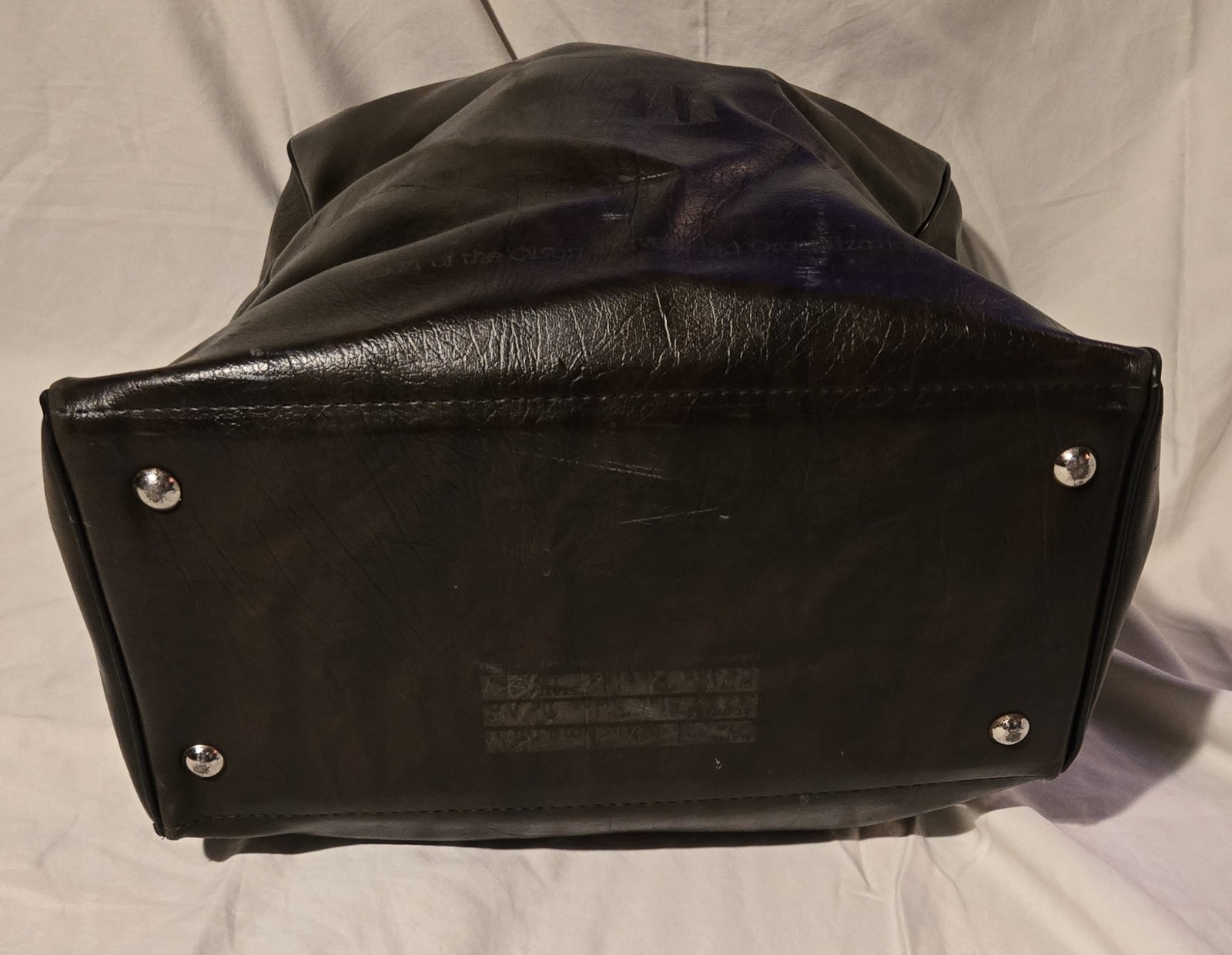 Vintage 1980s OLSON TRAVEL Overnight Bag. Brown Faux Leather Carry On Handles