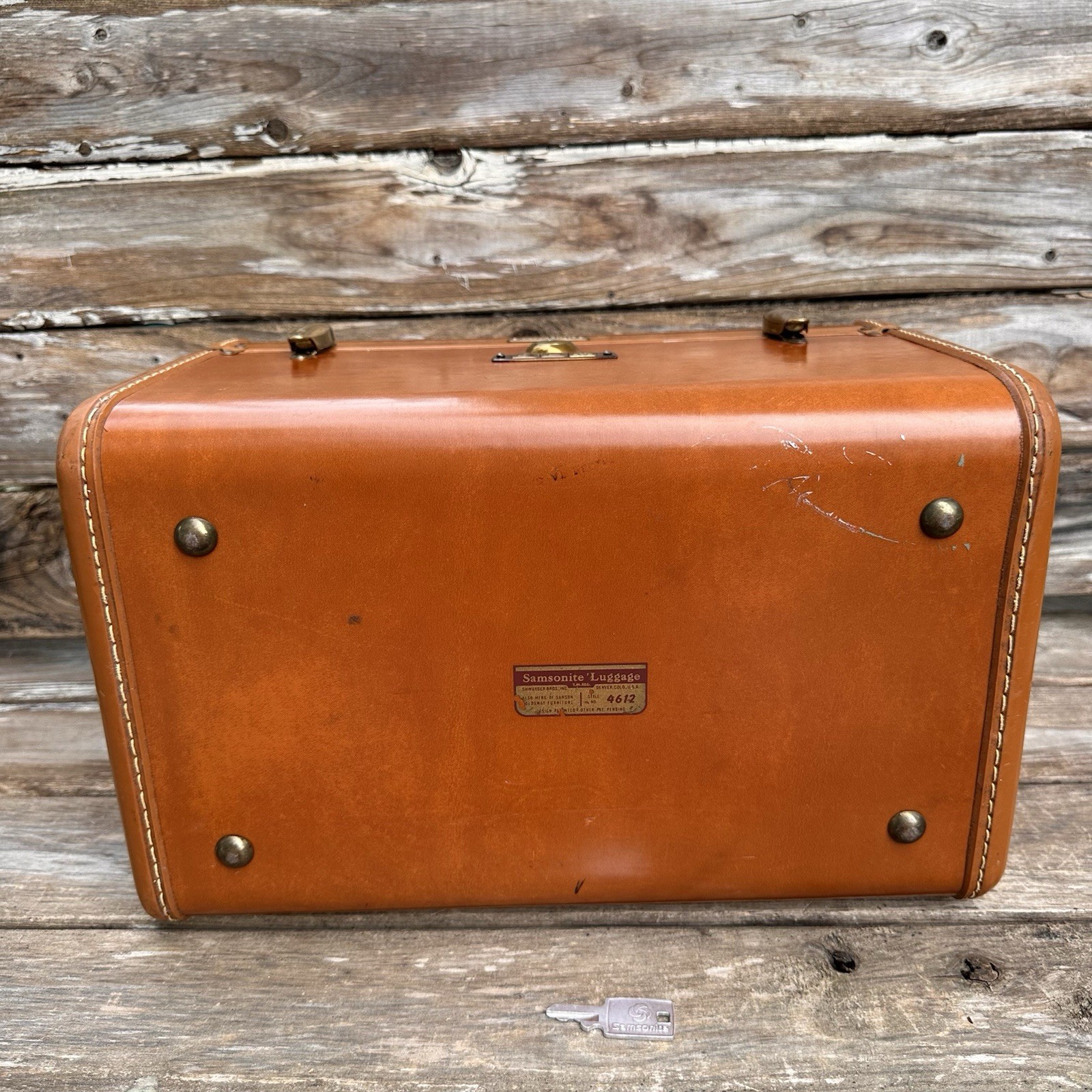 Vintage Samsonite Schwayder #4612 Brown Faux Leather Makeup Train Hard Case USA