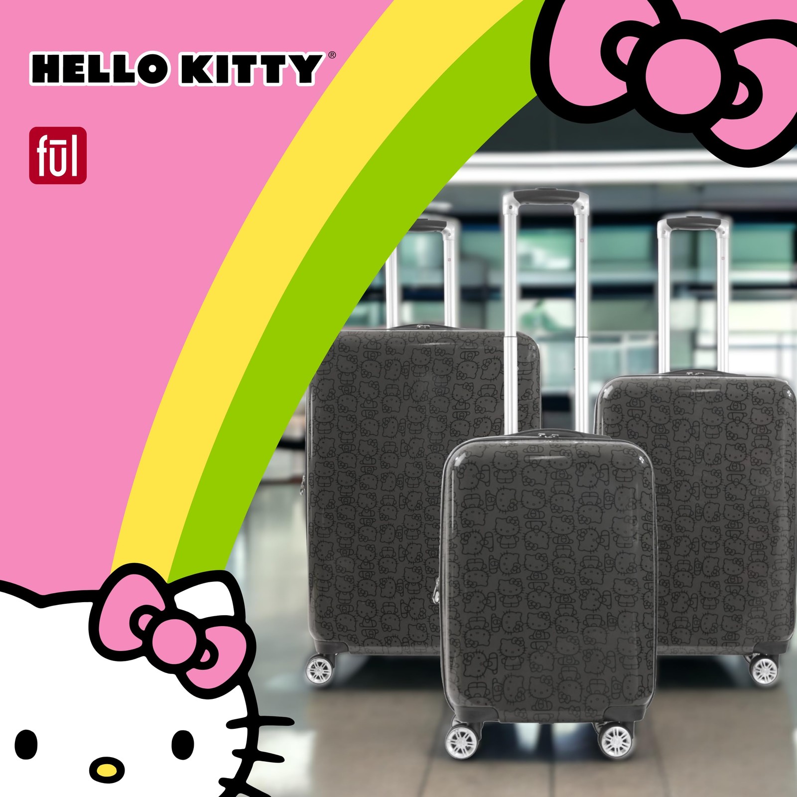 FUL Hello Kitty 21″ Carry On Luggage Printed Hardshell Spinner Suitcase
