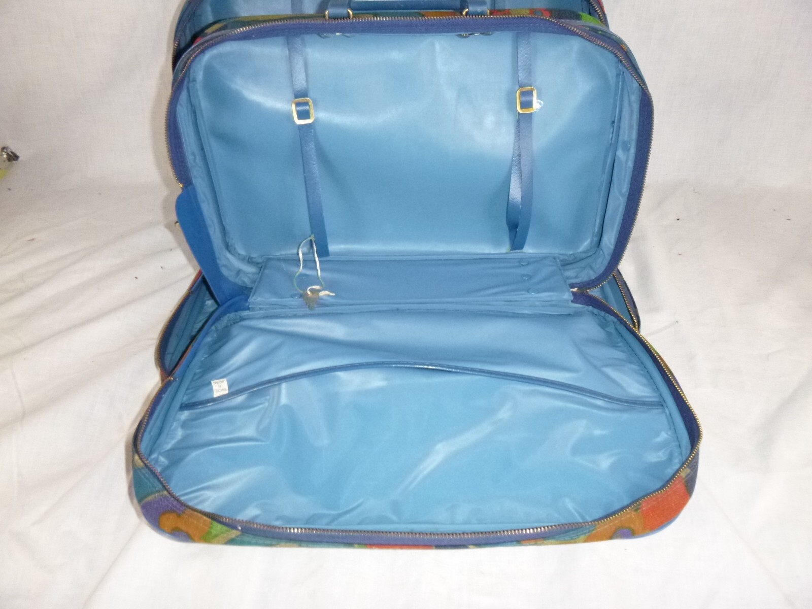 PR Vtg 70s KGA NESTING Flower Power Soft Sided Suitcase Multi Colored Floral