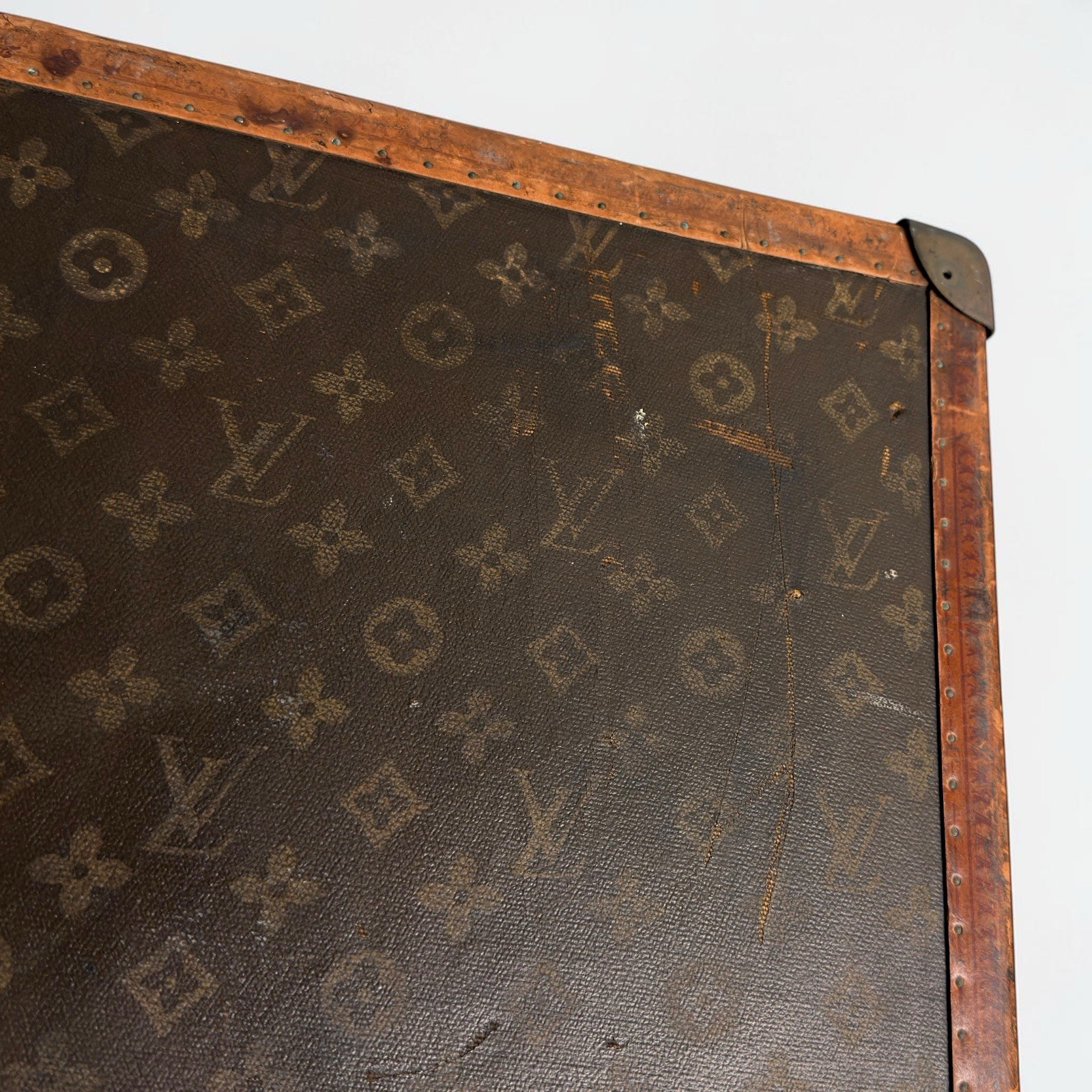 Antique Louis Vuitton Monogram Travel Trunk Suitcase W Insert Circa 1930s