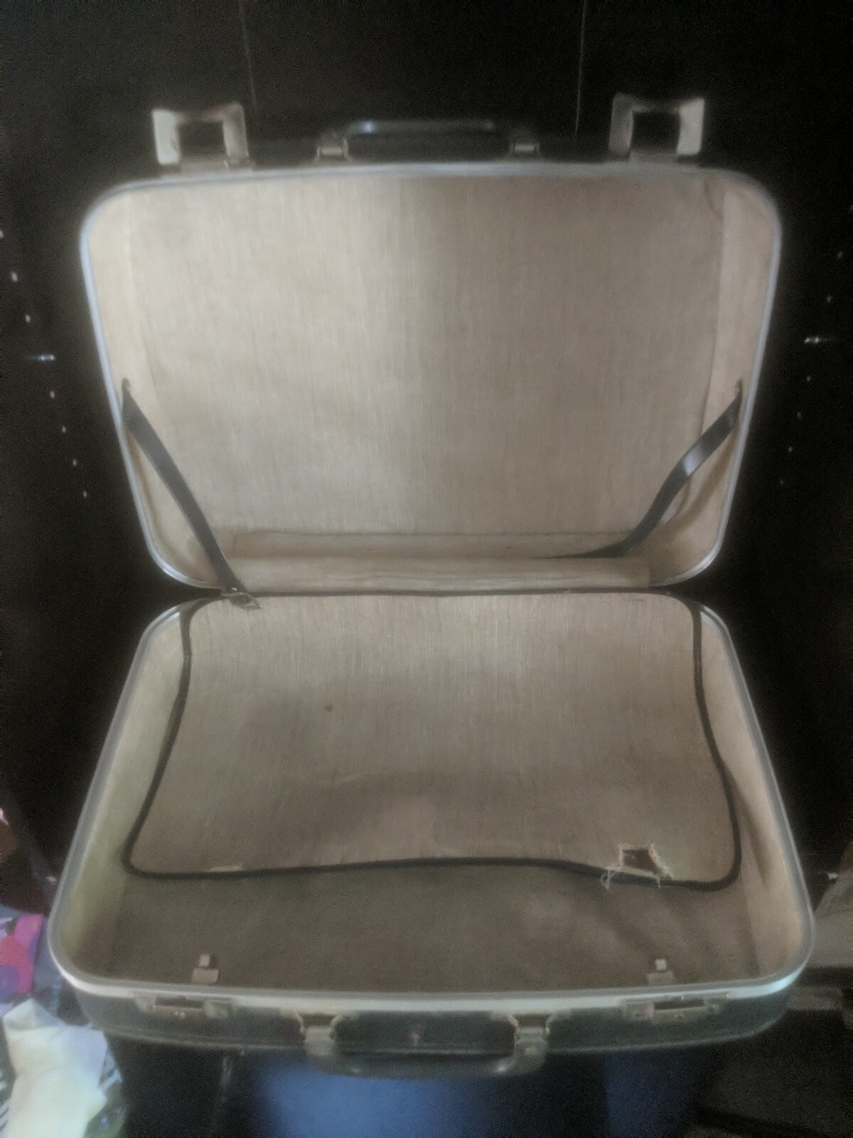 Vintage unbranded charcoal dark gray Hardshell Suitcase Luggage ~ trl4
