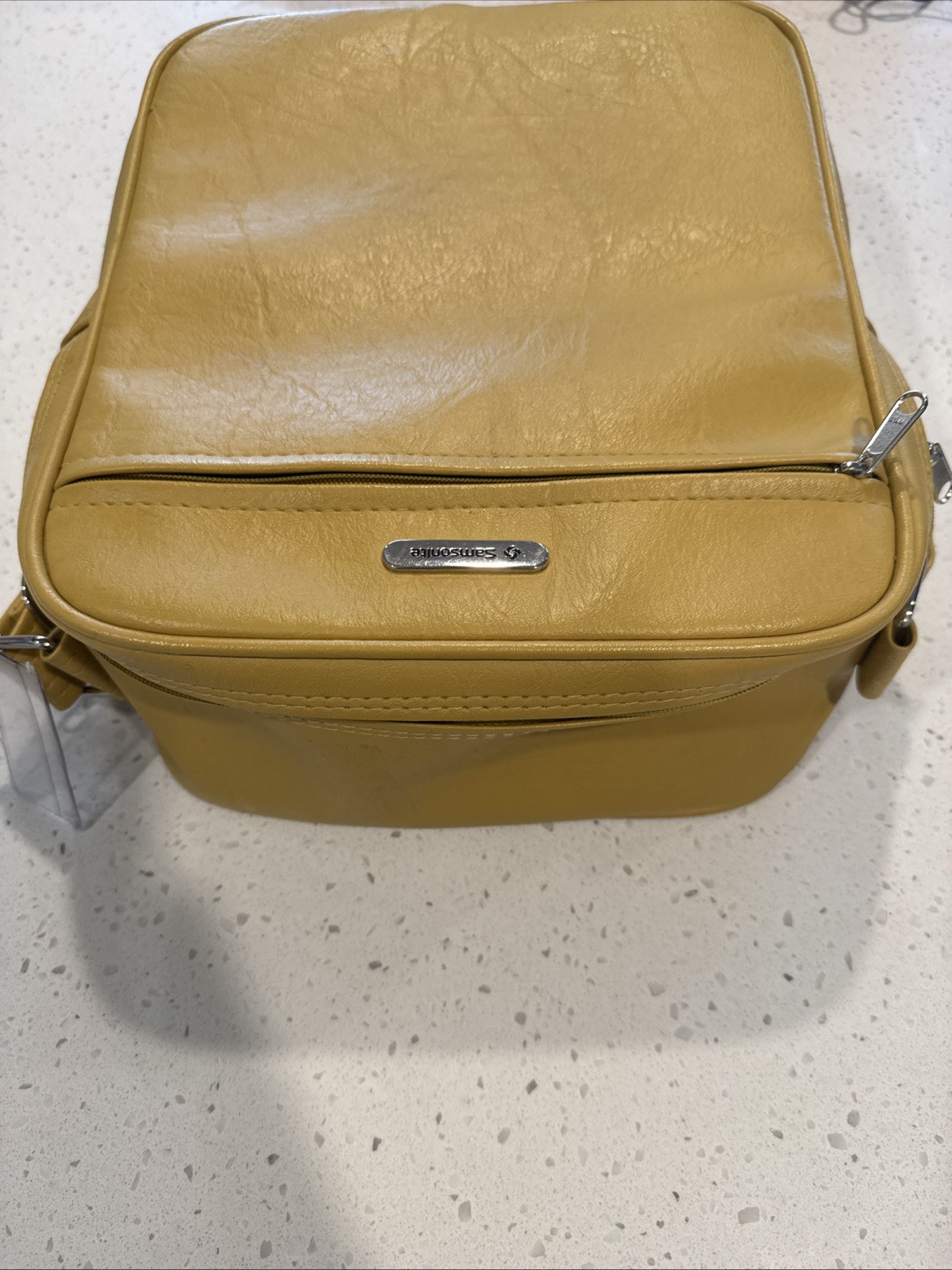 Vintage Samsonite Sonora Shoulder Bag Carry-On Luggage Leather Yellow