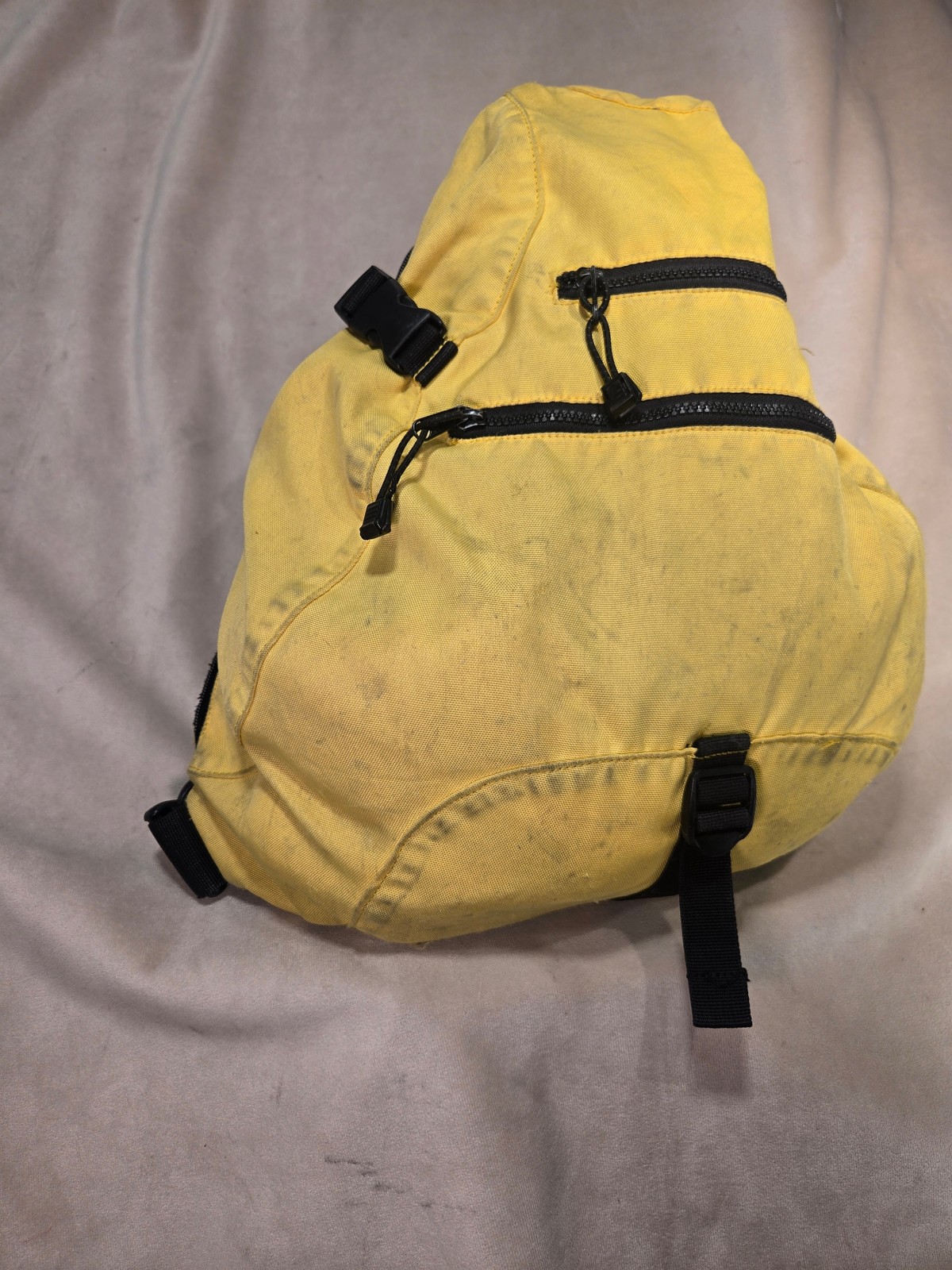 Vintage Gap Y2K Yellow Canvas Sling Utility Backpack Crossbody Bag Multi Zip