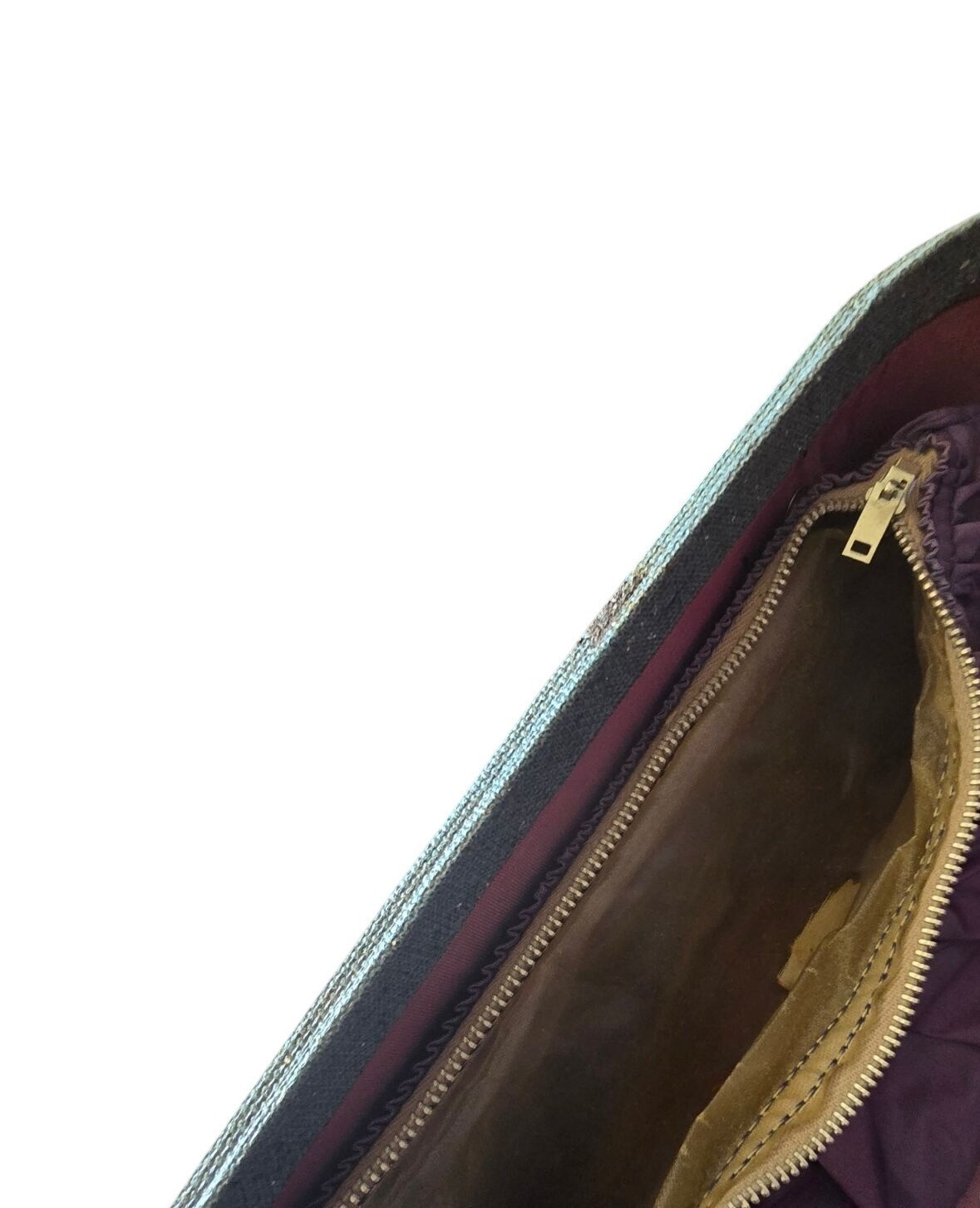 1950s Blue Travel Joy Suitcase with Key Purple Celanese Lining Metal Hardware