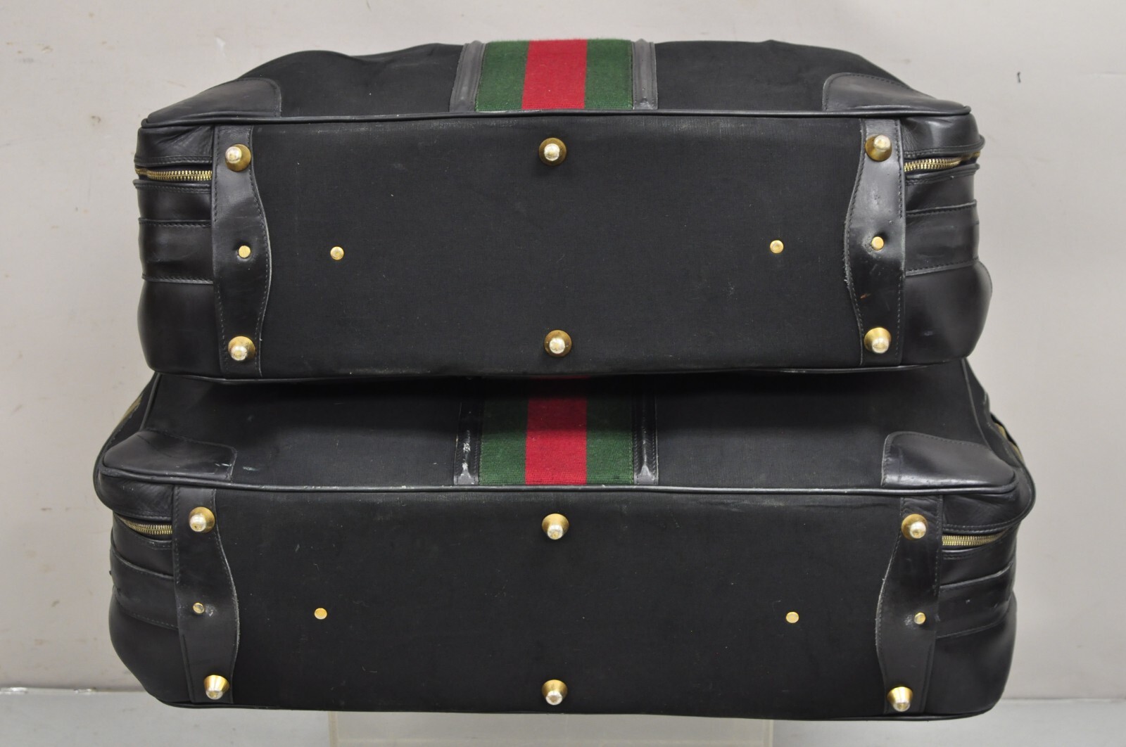 Vintage Gucci Black Canvas and Leather Suitcase Luggage His and Hers Set – 2 Pcs