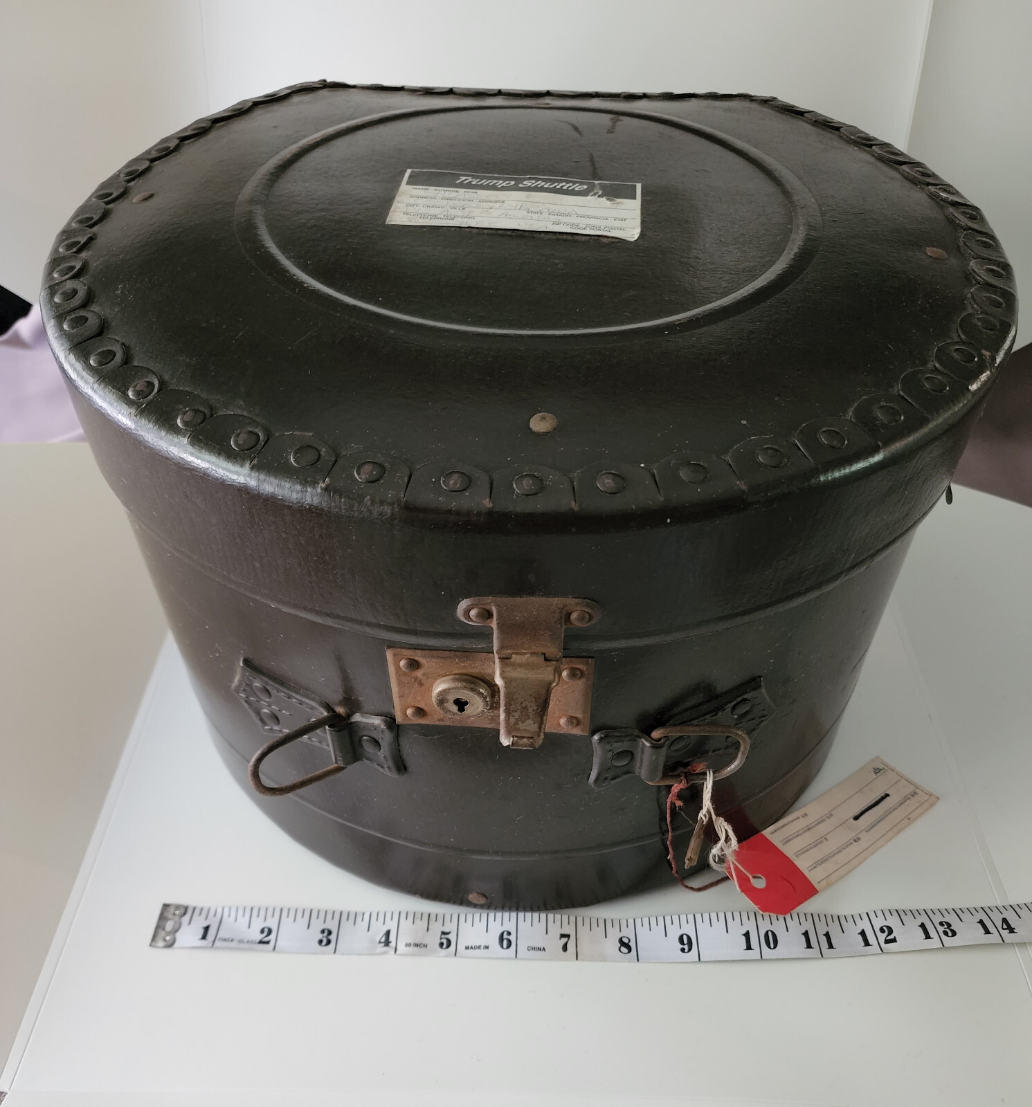 Antique Cardboard Faux Leather Travel HAT BOX Luggage Original Trump Shuttle