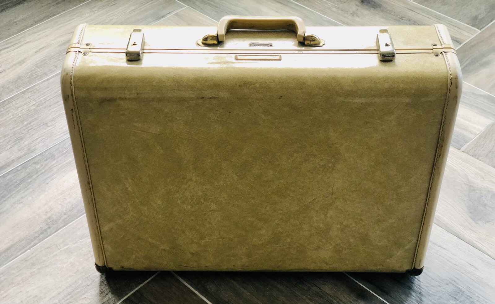 Vintage Towncraft Suitcase Hardshell Luggage 1950s Faux Marble Color