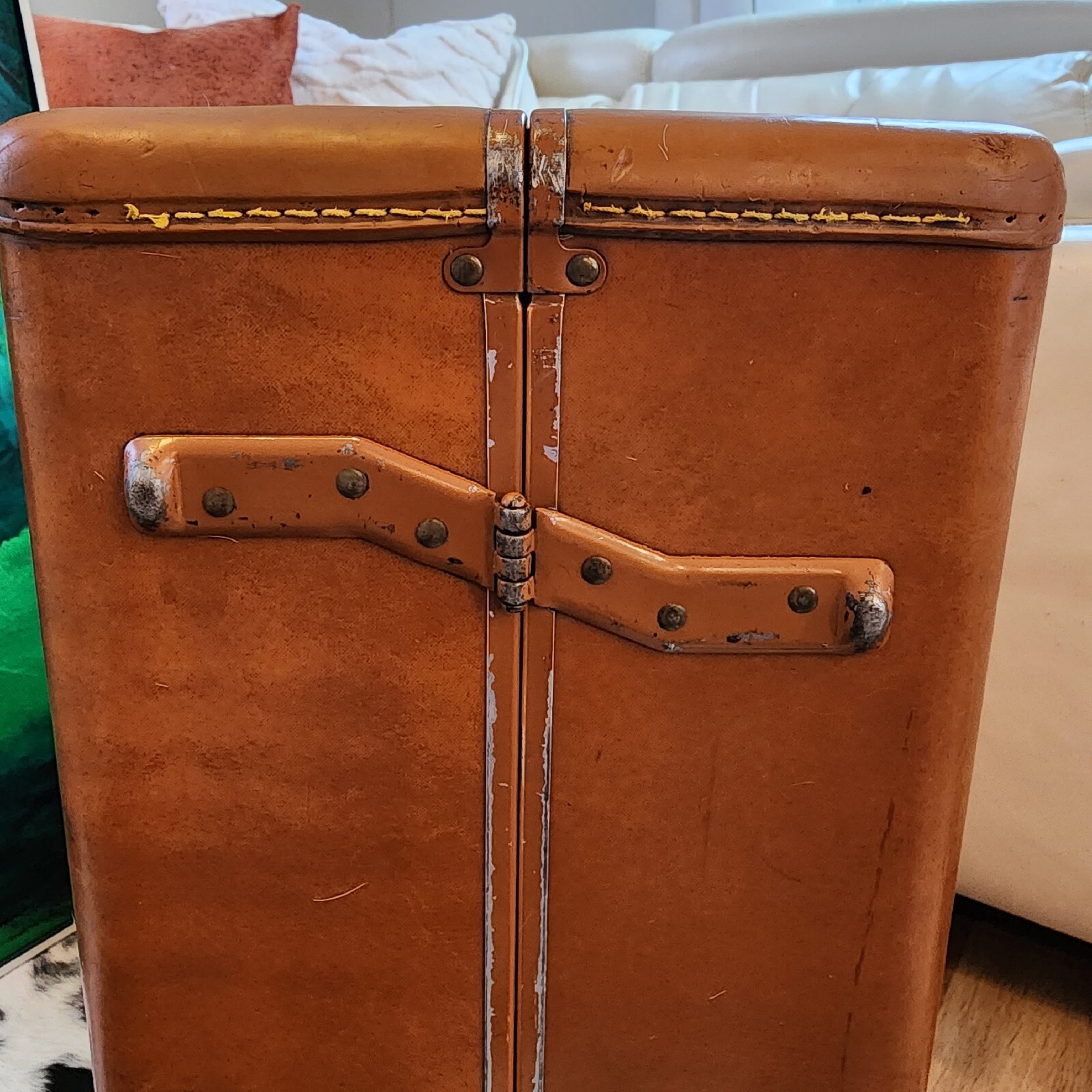 Vintage Samsonite Shwayder Saddle Tan Hardshell Suitcase Denver,CO USA 1940s,50s