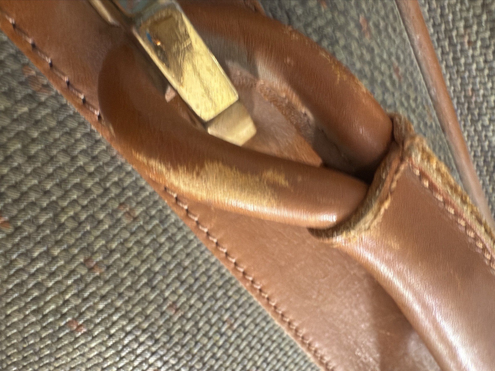 Vintage 1970s YSL Yves Saint Laurent Canvas Suitcase Olive Tan Leather Bag 19 in