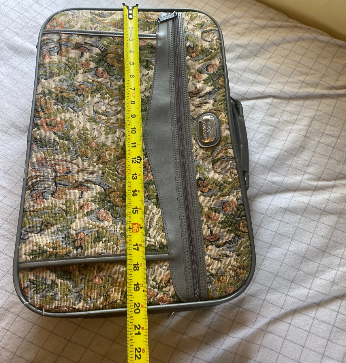 Vintage Jordache floral tapestry carry on suitcase travel bag luggage