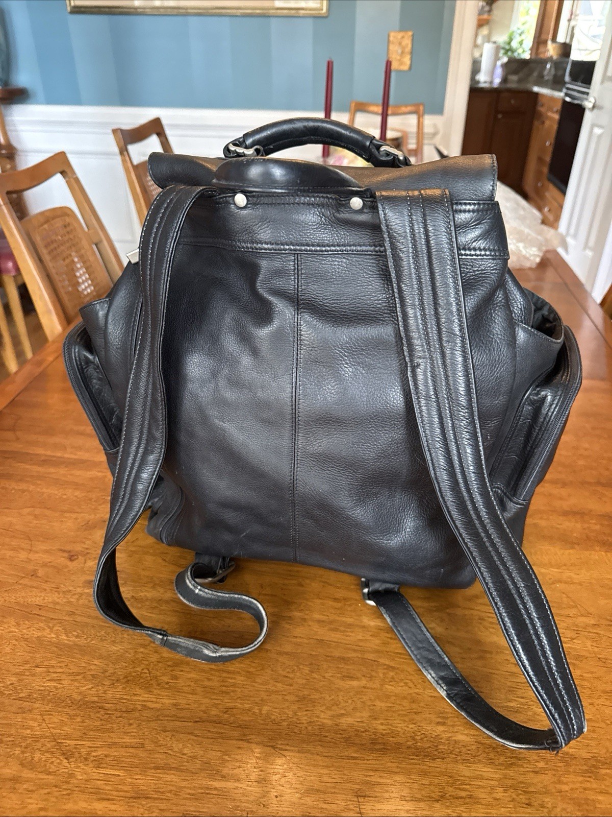 Black Leather Vintage Backpack From Wilson Leather