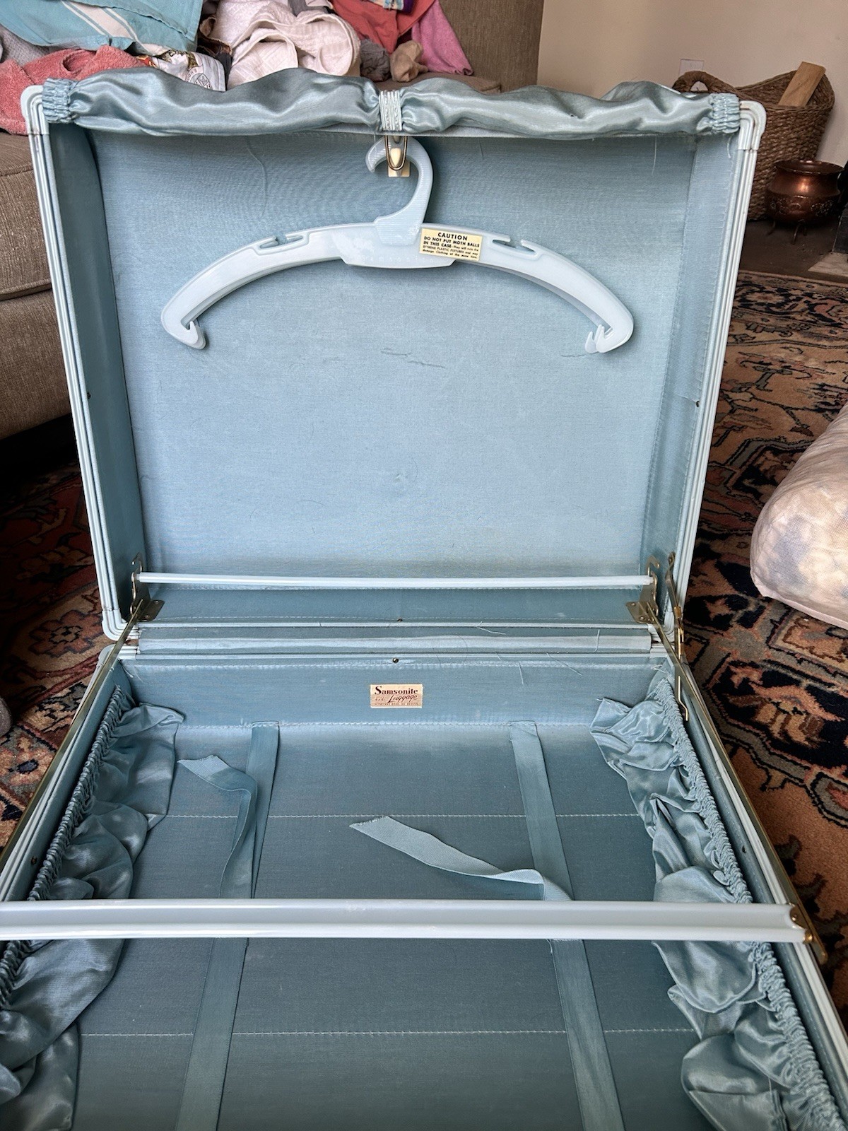 Vintage Samsonite Baby Blue Tweed Suitcase