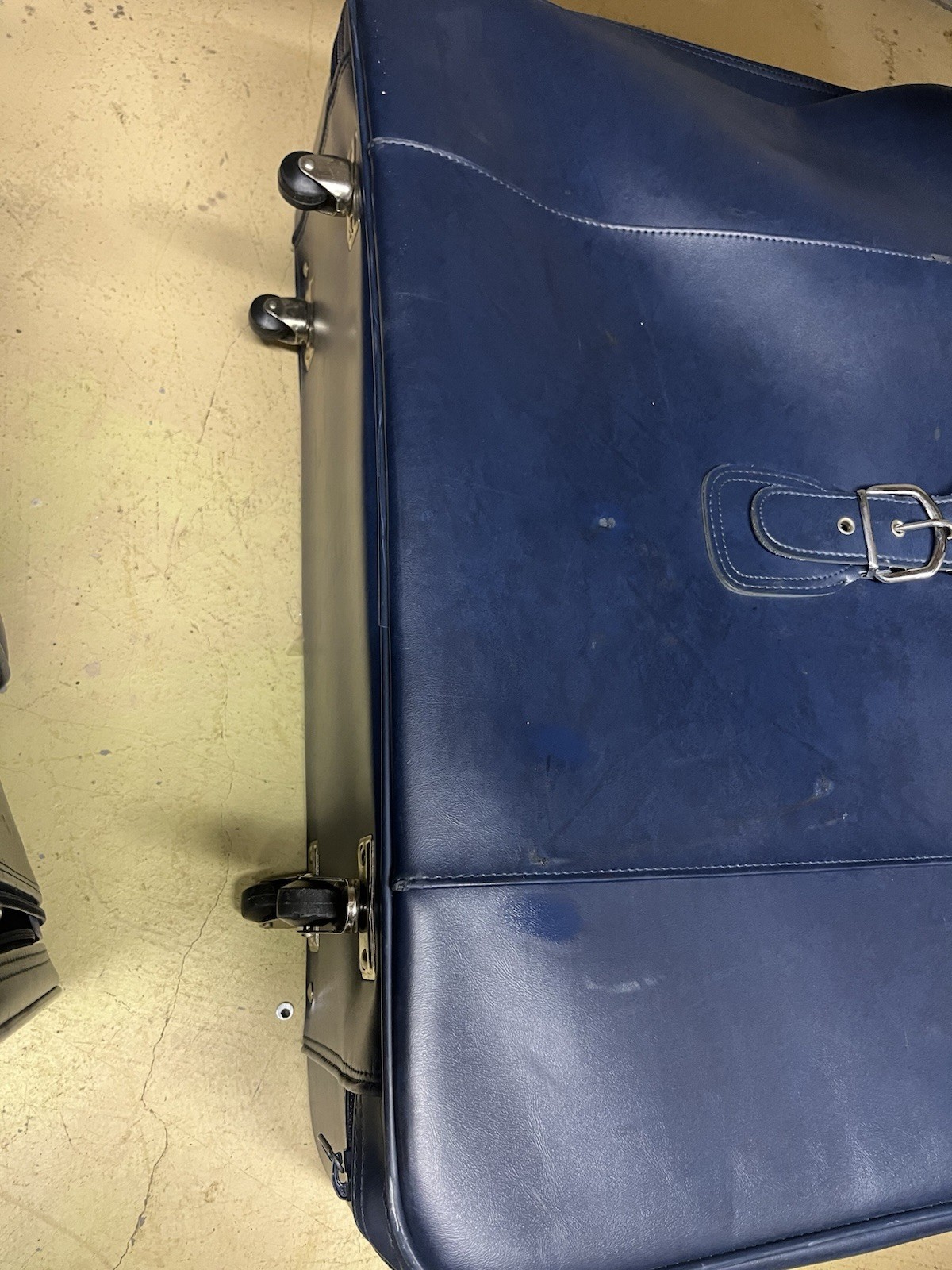 American Tourister Vintage 1970s Navy Blue Soft-Sided Vinyl Suitcase Set