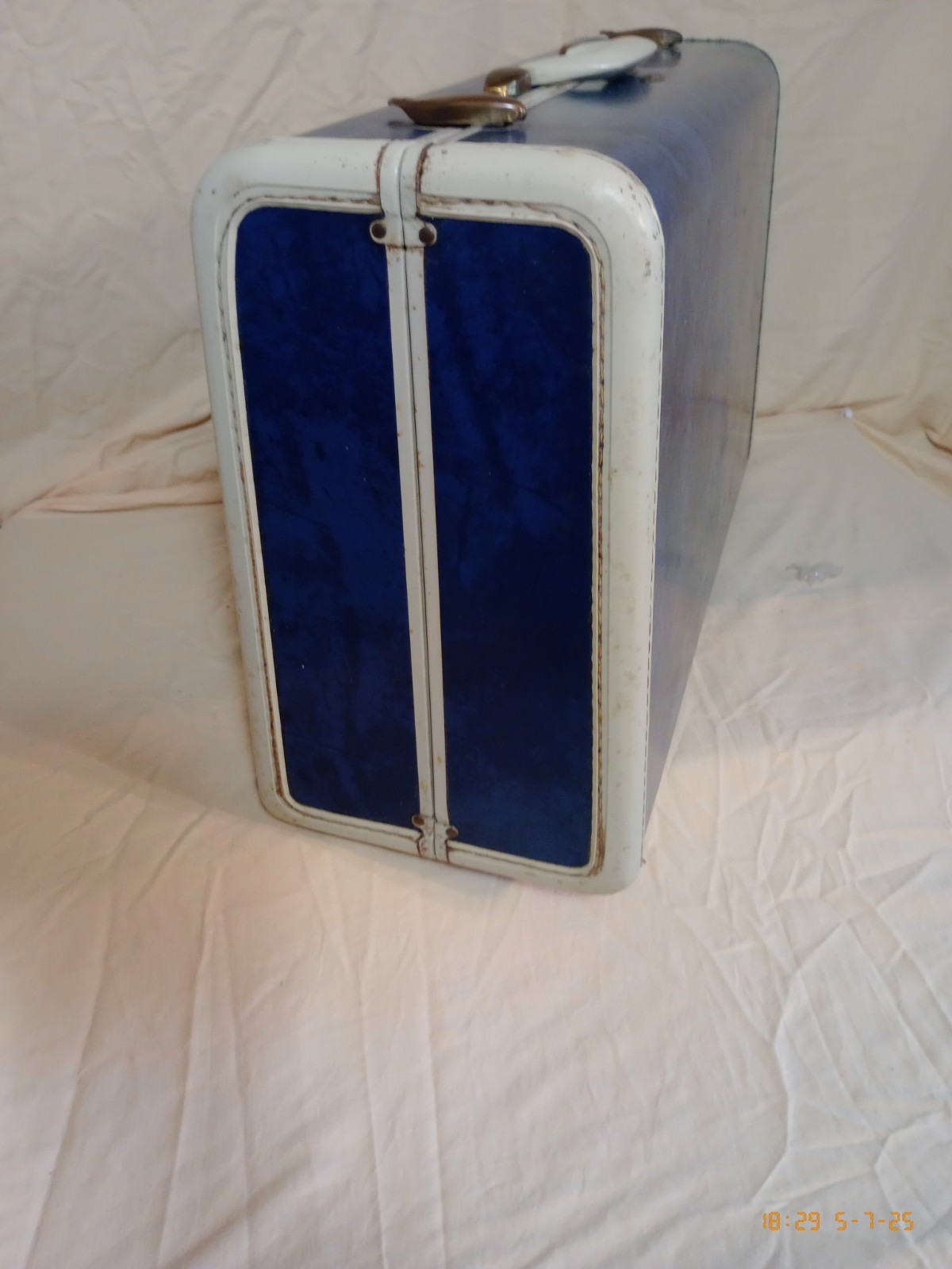 VTG 1950s Samsonite Shwayder Bros Hard Shell Suitcase Blue Marble