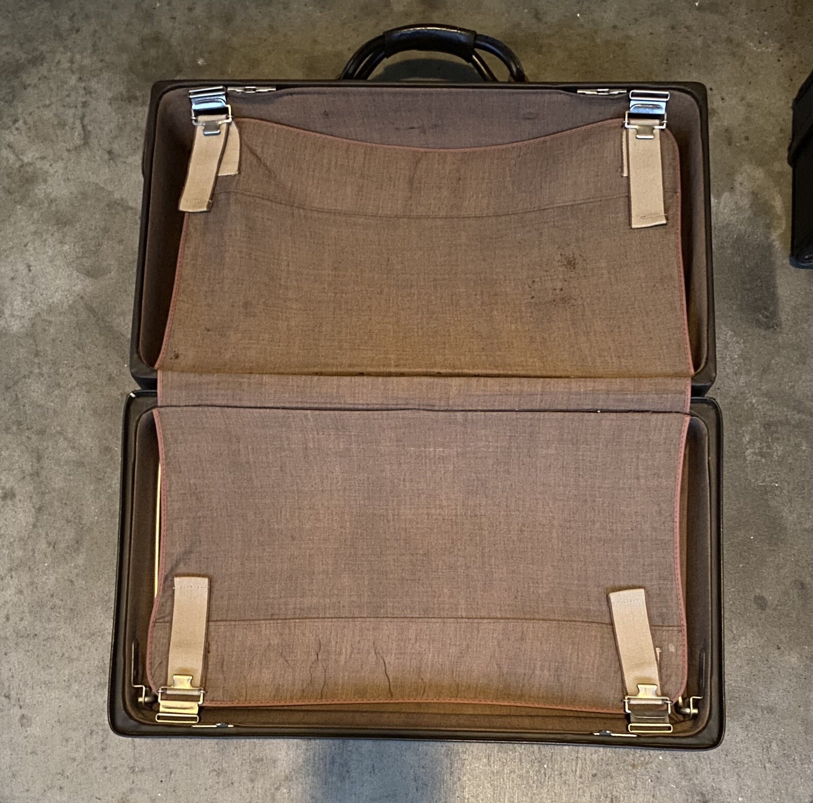 Vtg MCM 1950s Hartmann Leather Luggage Wardrobe Suitcase Matching 2 Piece 1 Key