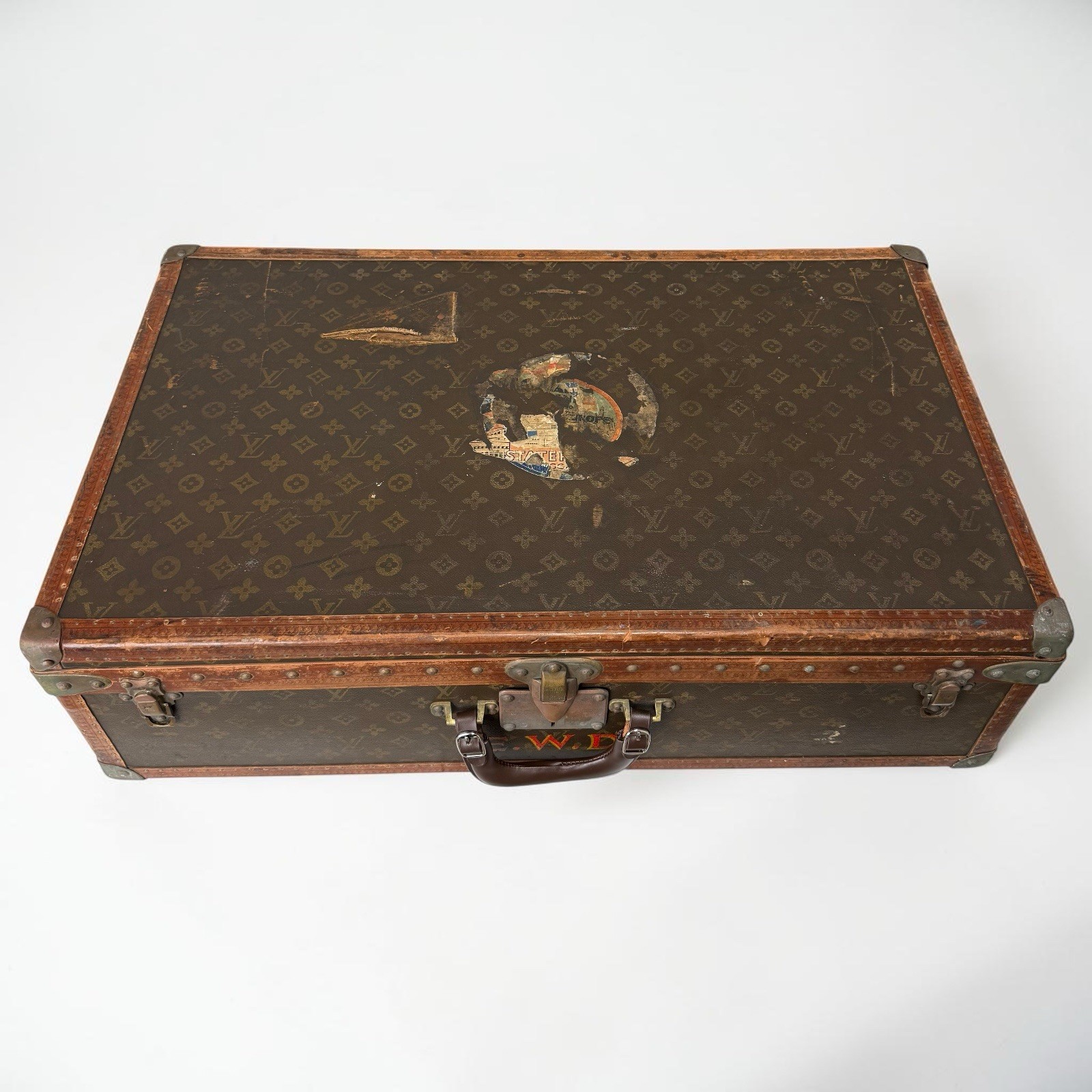 Antique Louis Vuitton Monogram Travel Trunk Suitcase W Insert Circa 1930s