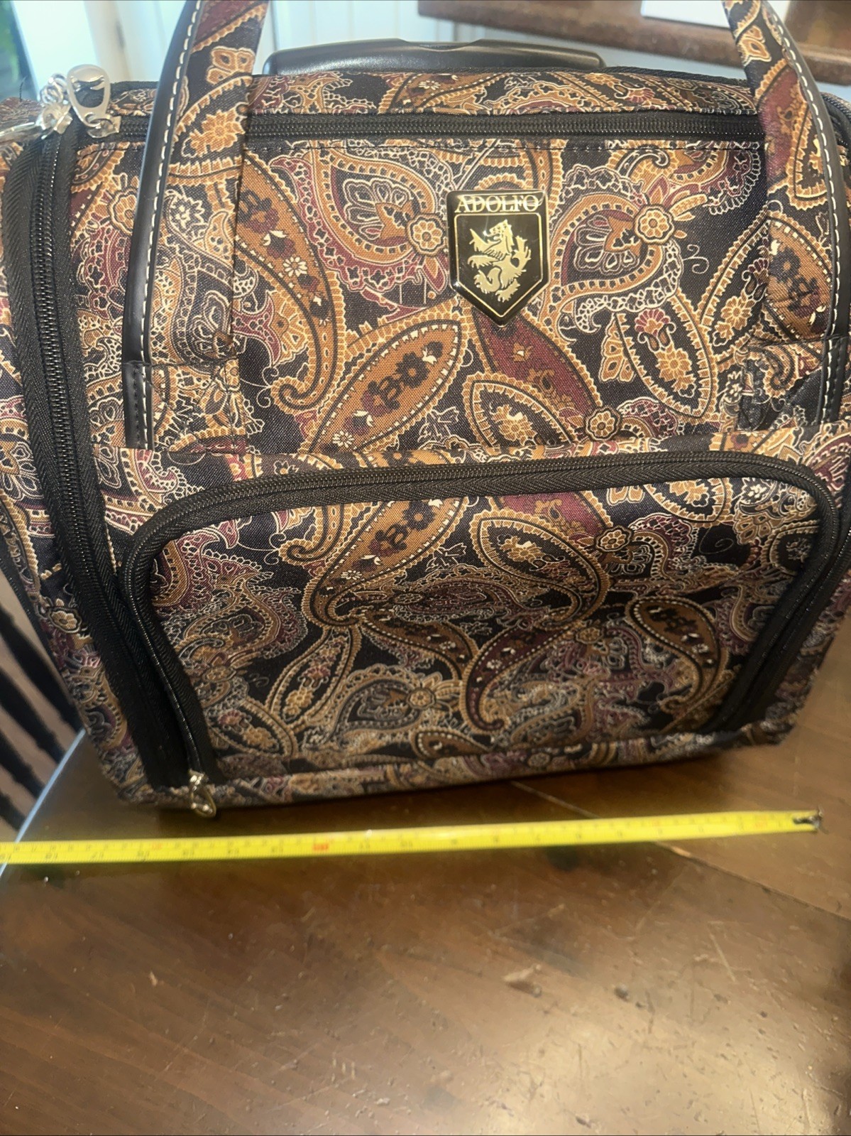 Vtg. Adolfo Carry On Travel Bag Great Condition All Zippers Work