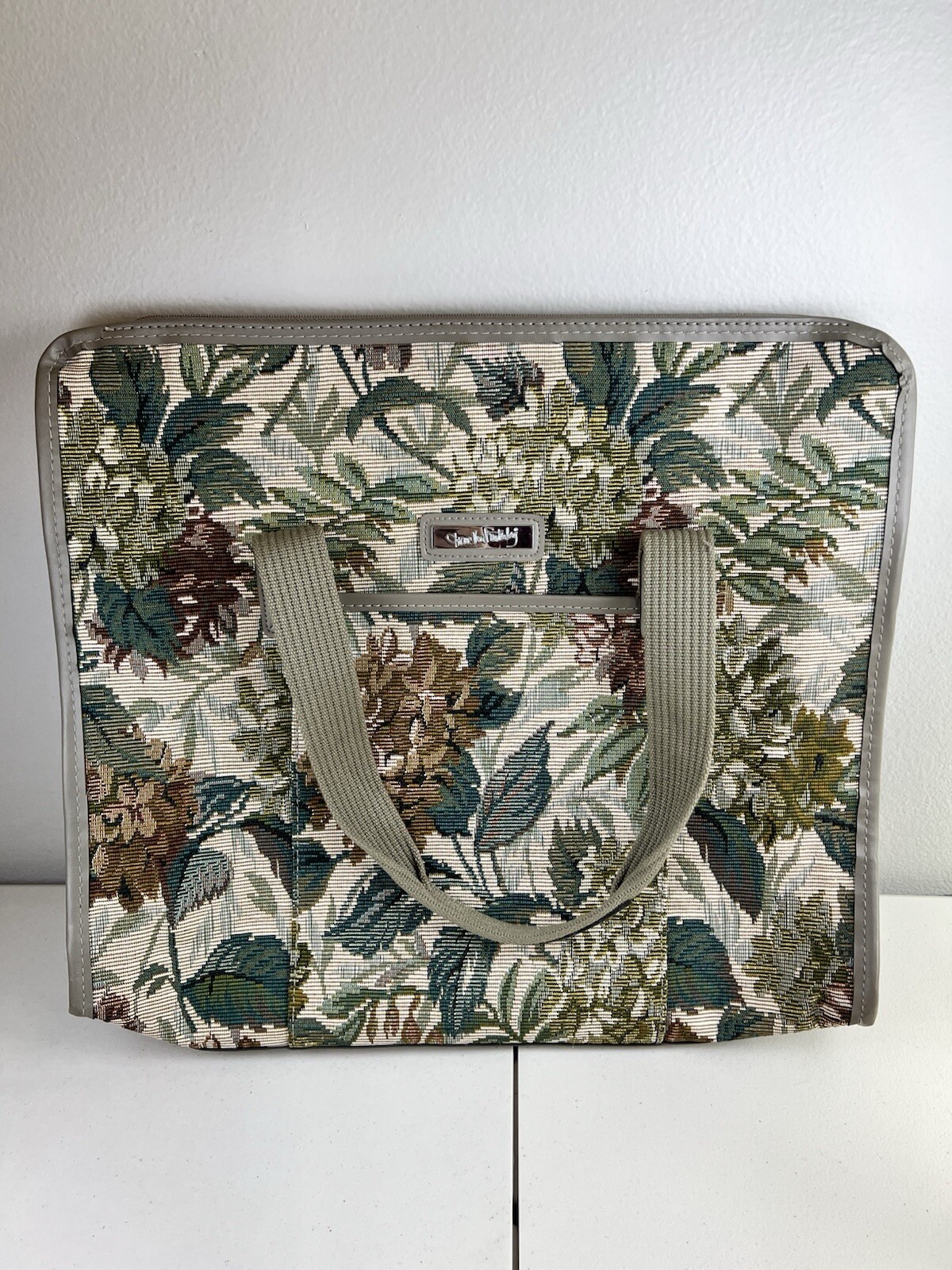Diane von Furstenberg Vintage Gray Floral Tapestry Travel Bag Tote