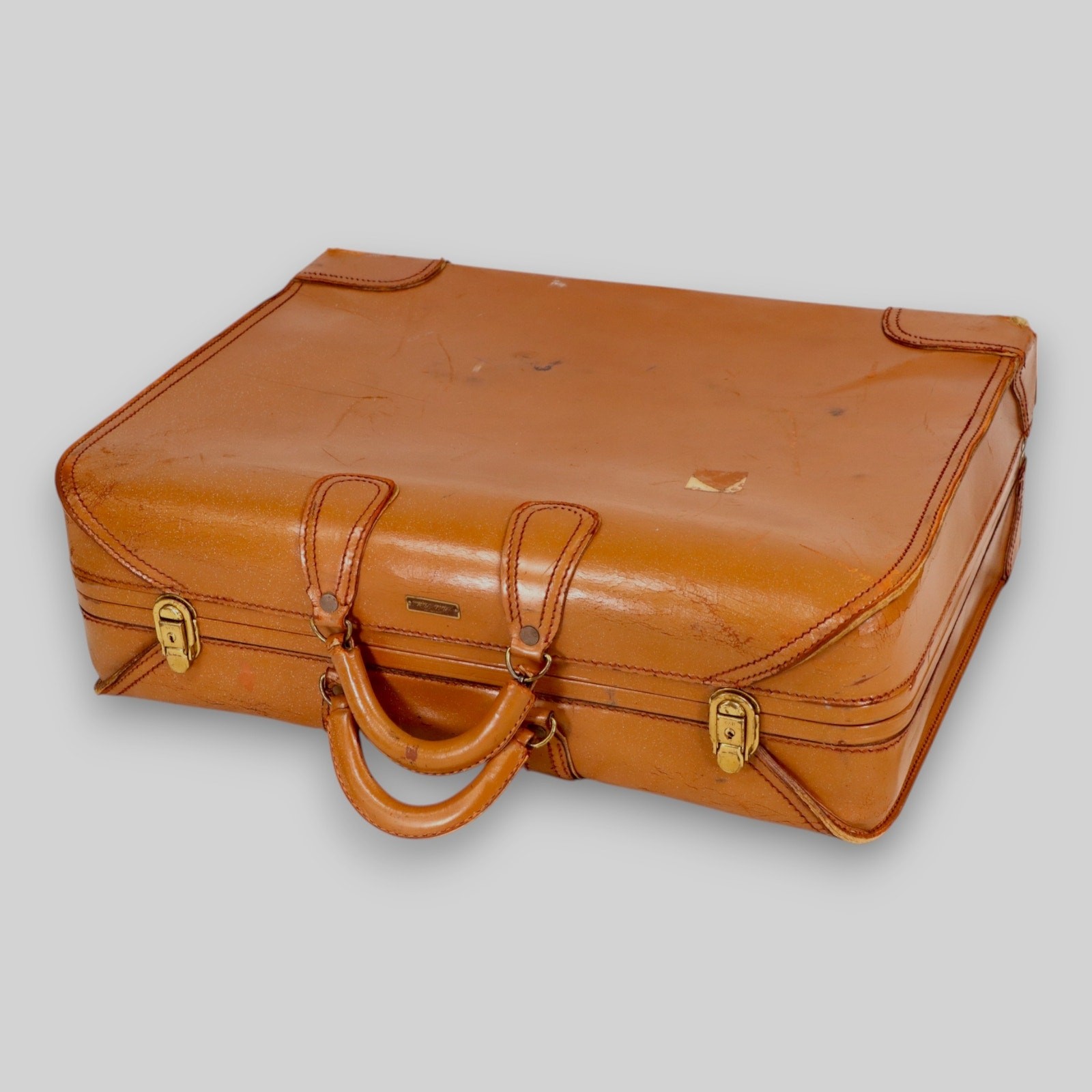 Brooks Brothers Cowhide Leather Suitcase 25x18x8 England Peal Co Vintage 1950’s