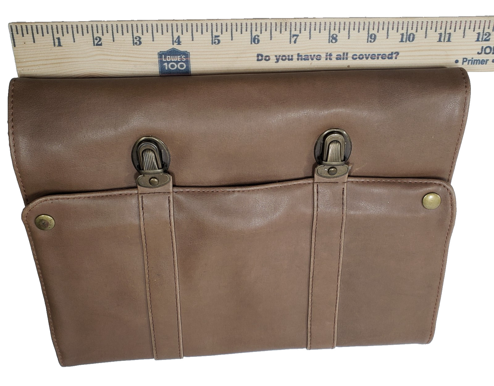 VTG Hanging Toiletry Bag Leather Travel Brown Unisex Trifold