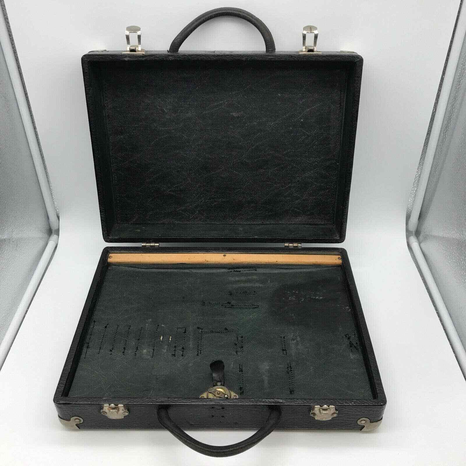 Vintage Black Briefcase Carrying Case #12 Leather Handles