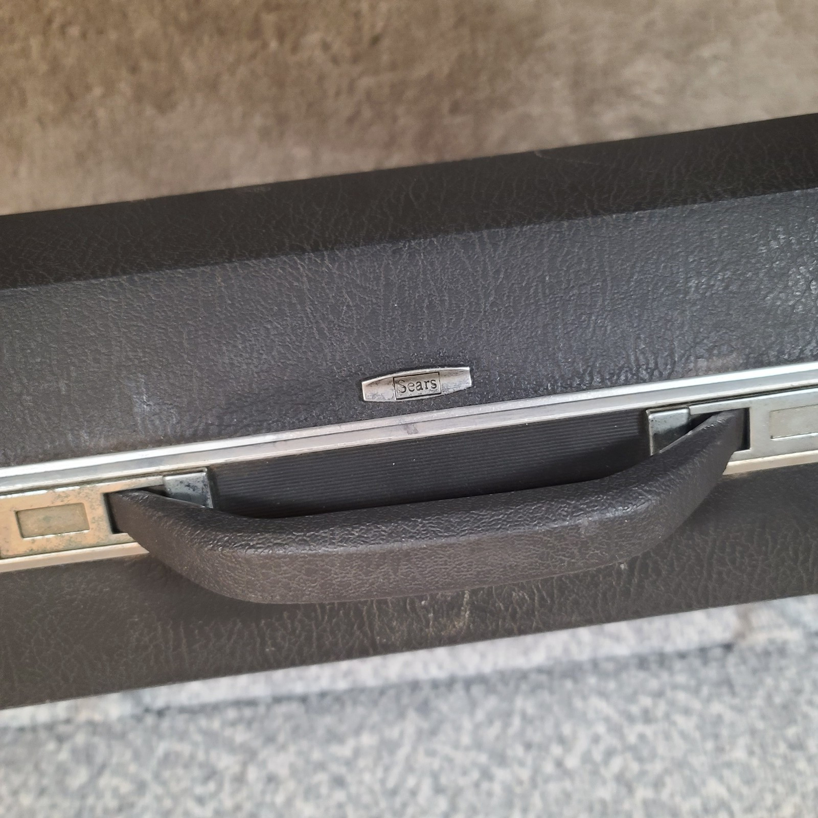 Vintage Sears Forecast Hard Shell Luggage Set w/Dividers Dark Gray No Keys