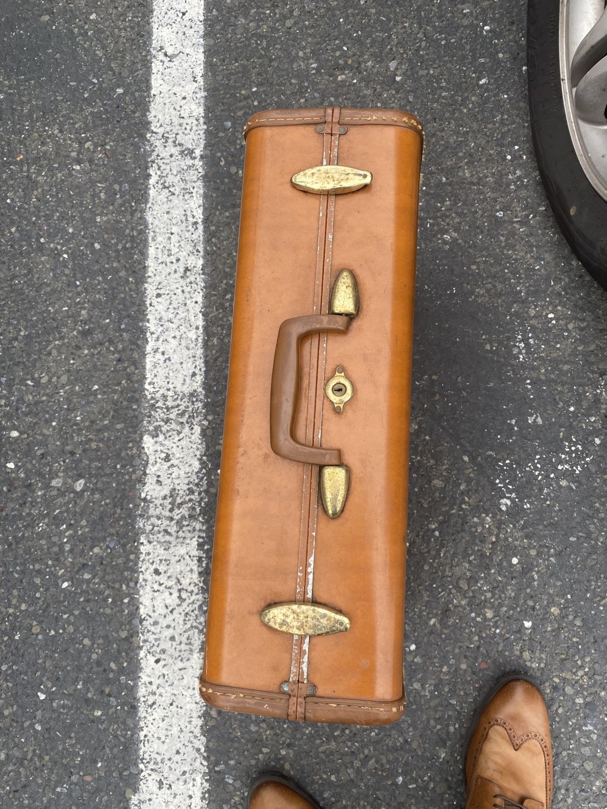 Shwayder Bros. 1950’s Samsonite #4632 Luggage Hard Suitcase Tiger Caramel EXC.