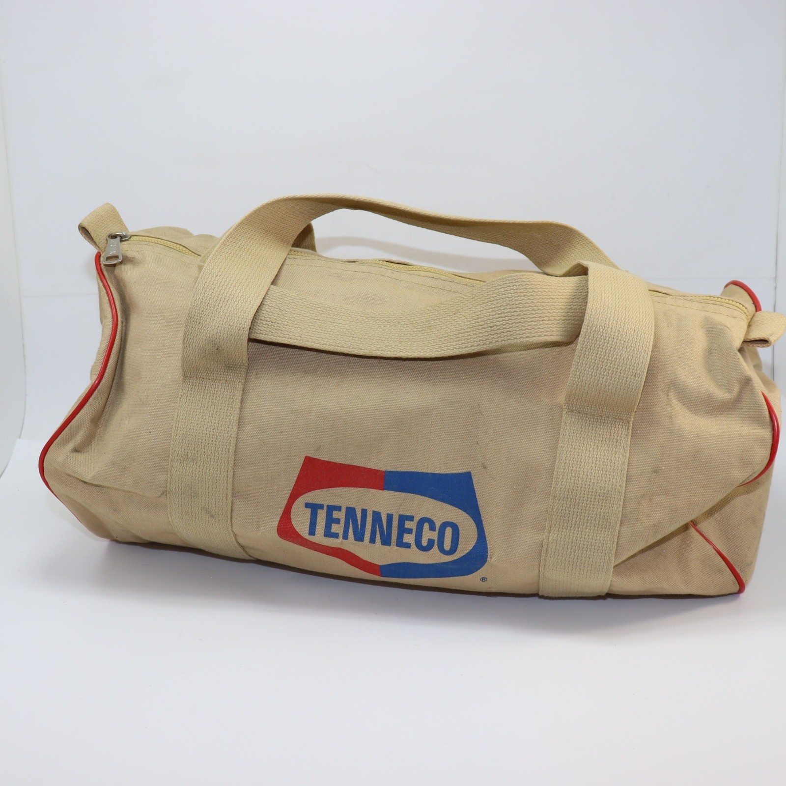Tenneco Duffle Bag Medium Tan Unisex Vintage Canvas Travel Luggage