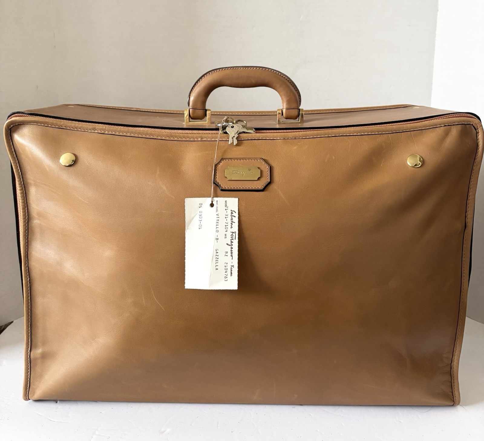 Salvatore Ferragamo All Leather Folding Suitcase or Storage Box NOS Unused