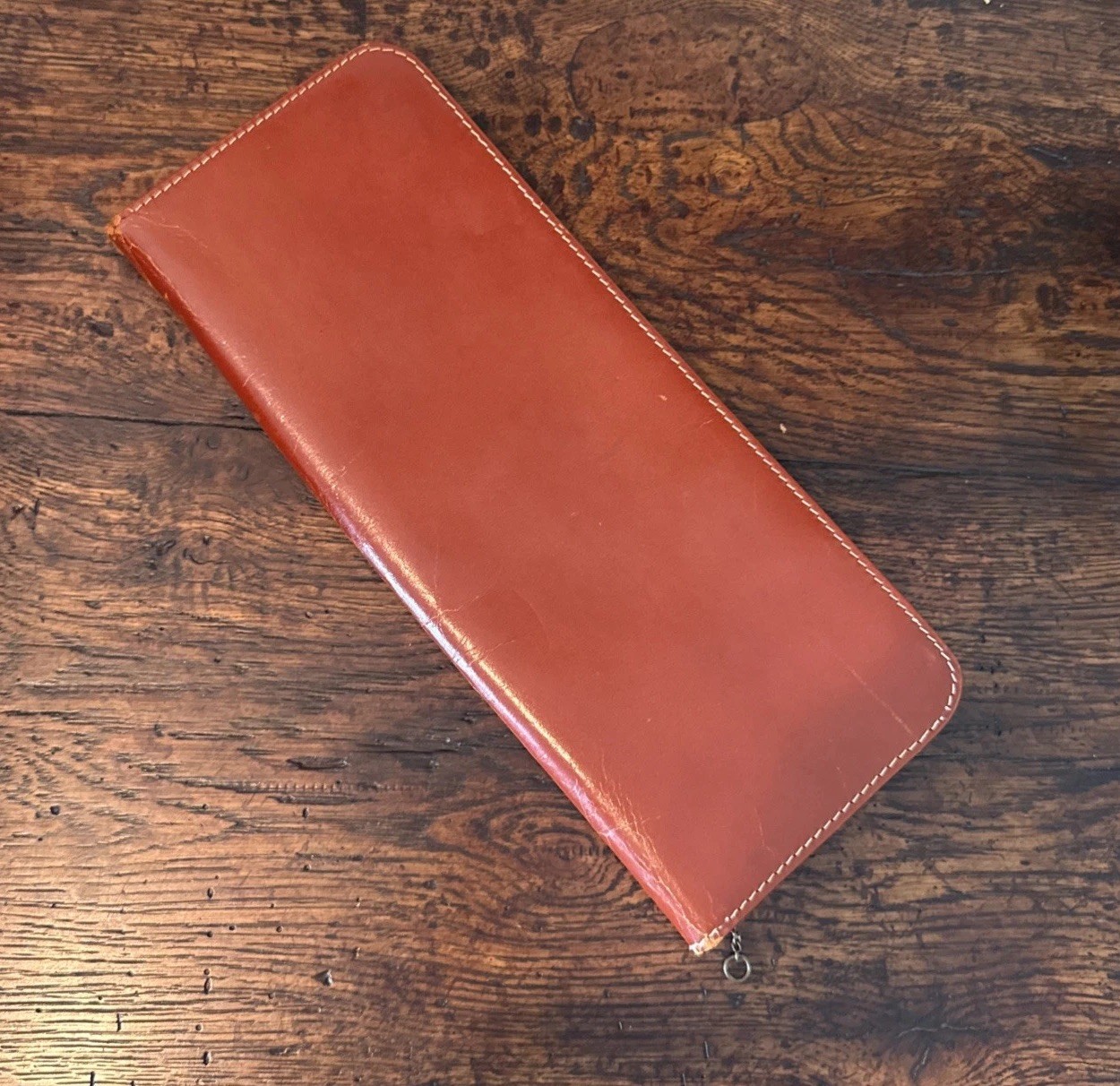 Vintage Tie Travel Case Genuine Leather Hanging Retro Necktie Hanging Bag Zips