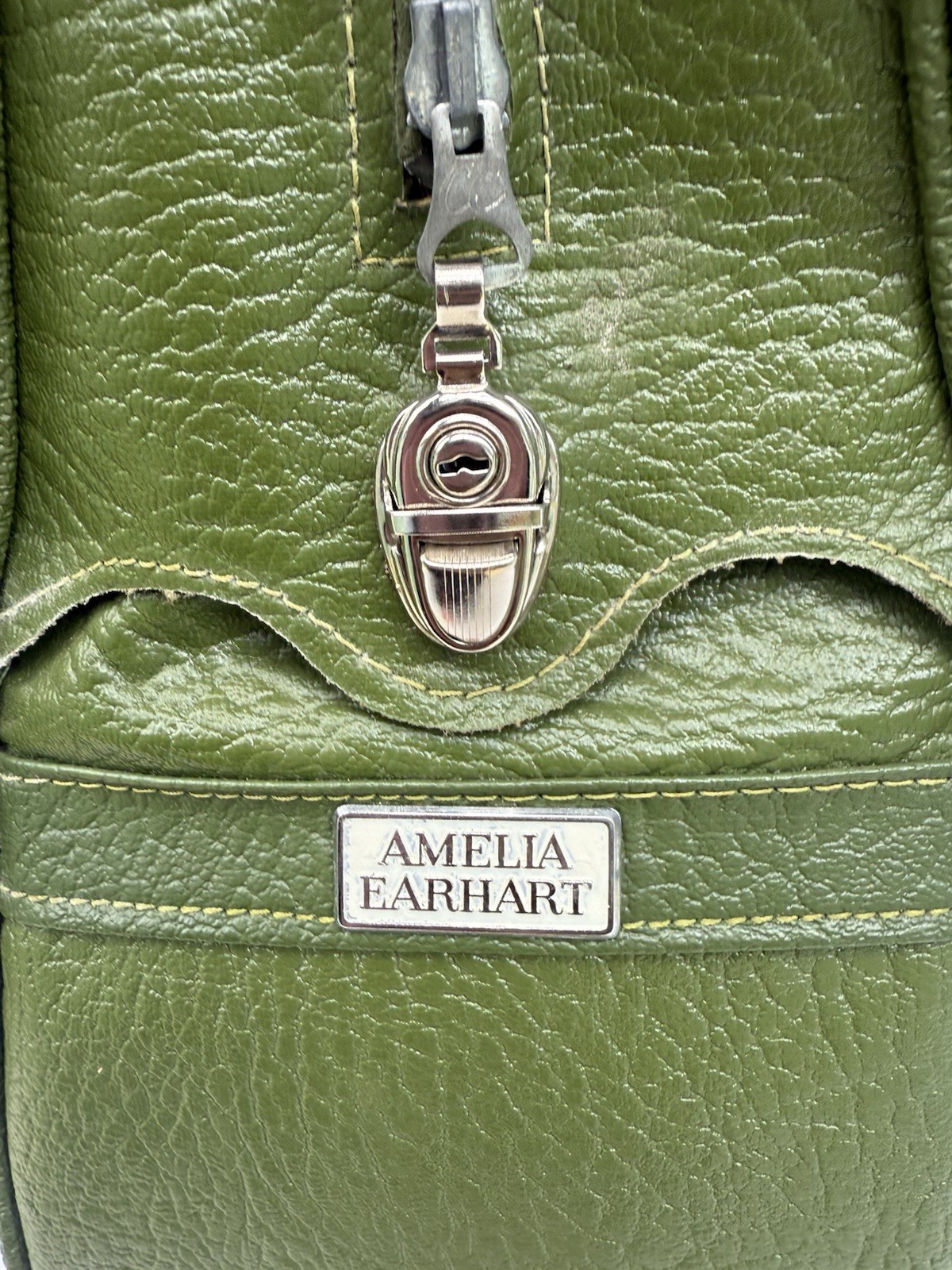 AMELIA EARHART Avocado Green Luggage Carry On Overnight Bag Travel Tote