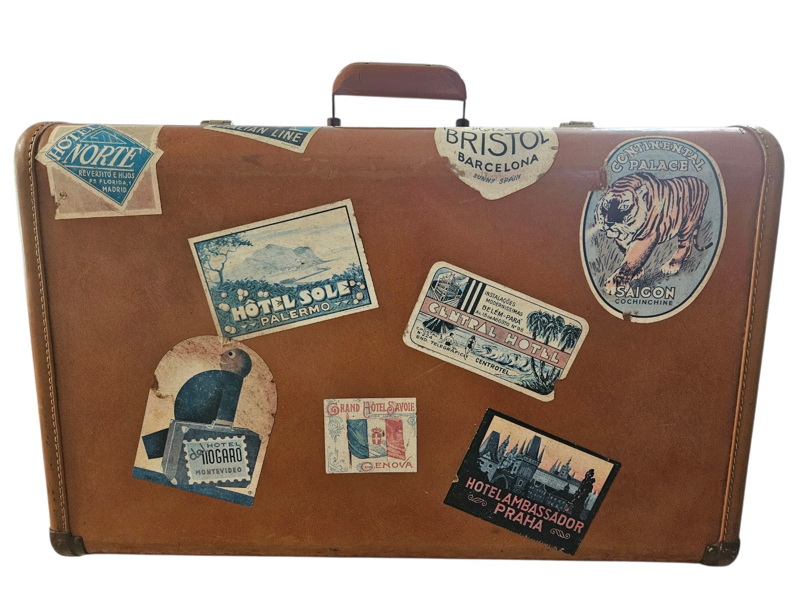 Original 1950s Towncraft Hardshell Suitcase Vintage Luggage 21″X14″X7″