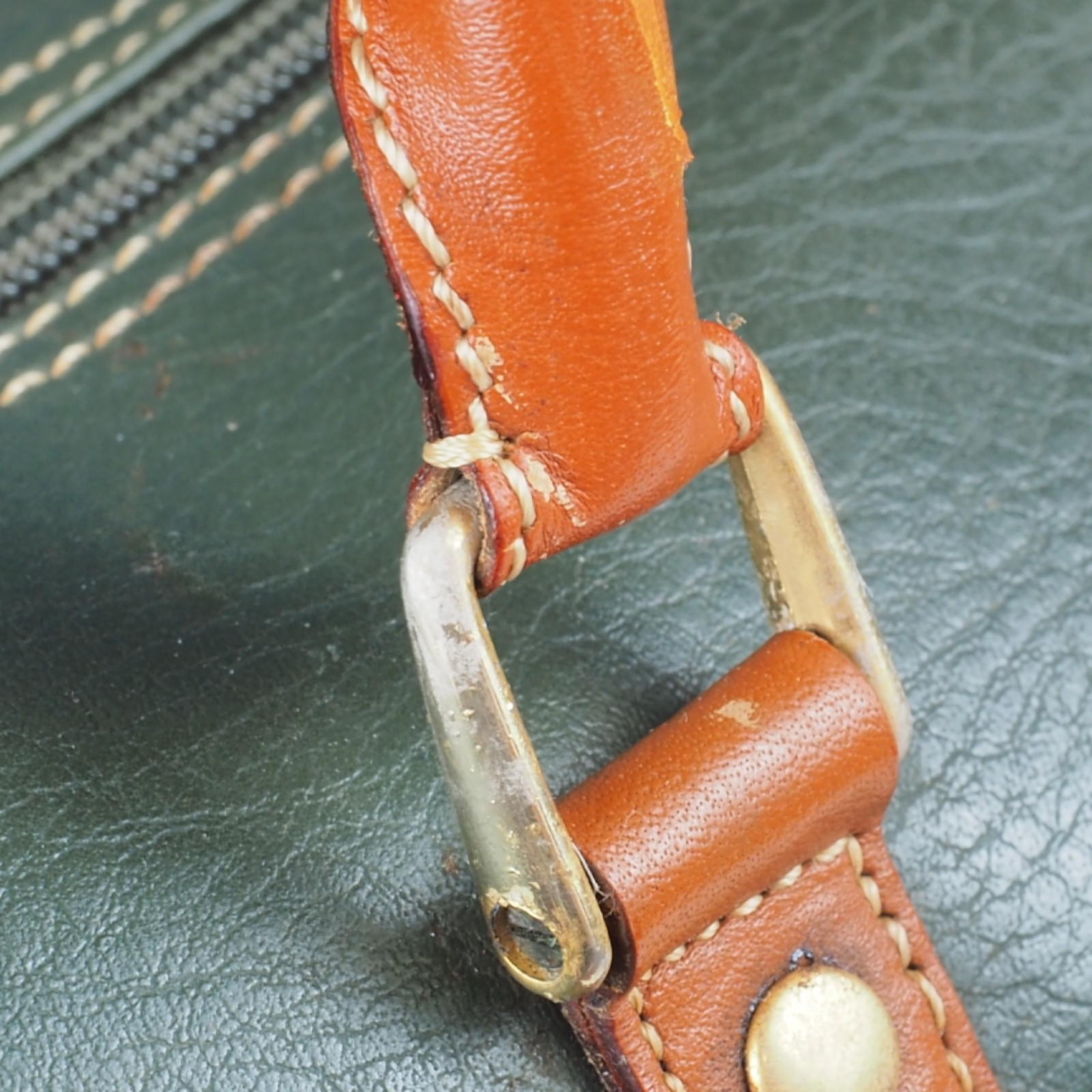 Vintage Franco Rino Green Faux Leather Boston Bag Travel Luggage Retro 80s