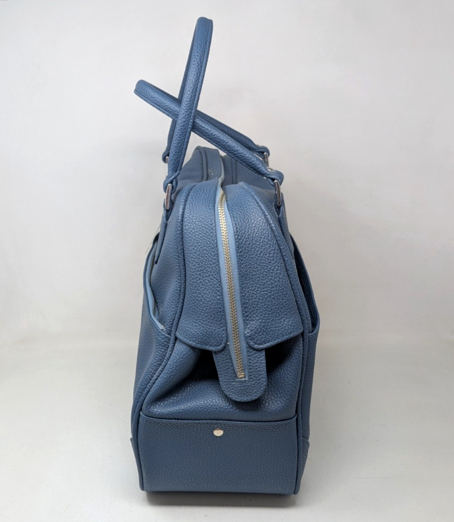 Vintage Samsonite Blue Vinyl Saturn Tote Carry On Travel Luggage Weekender Bag