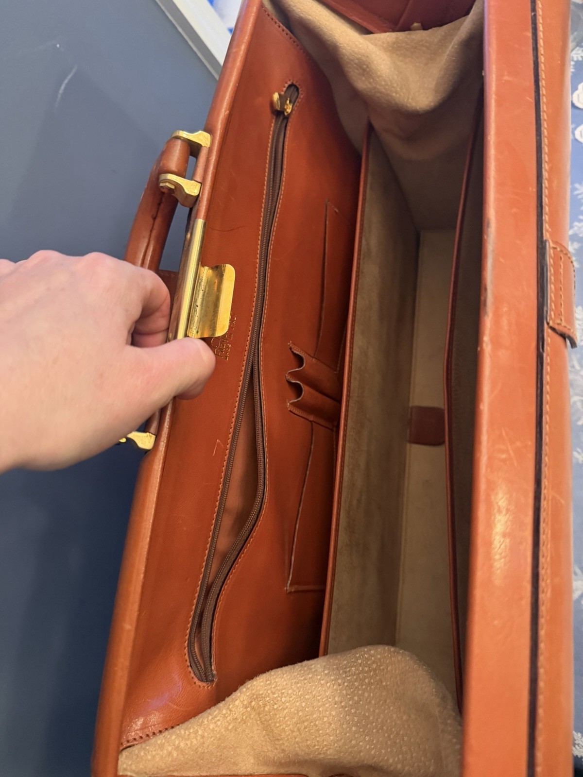 VTG Crouch & Fitzgerald Made In Italy By Briefcase Brown Leather Luggage