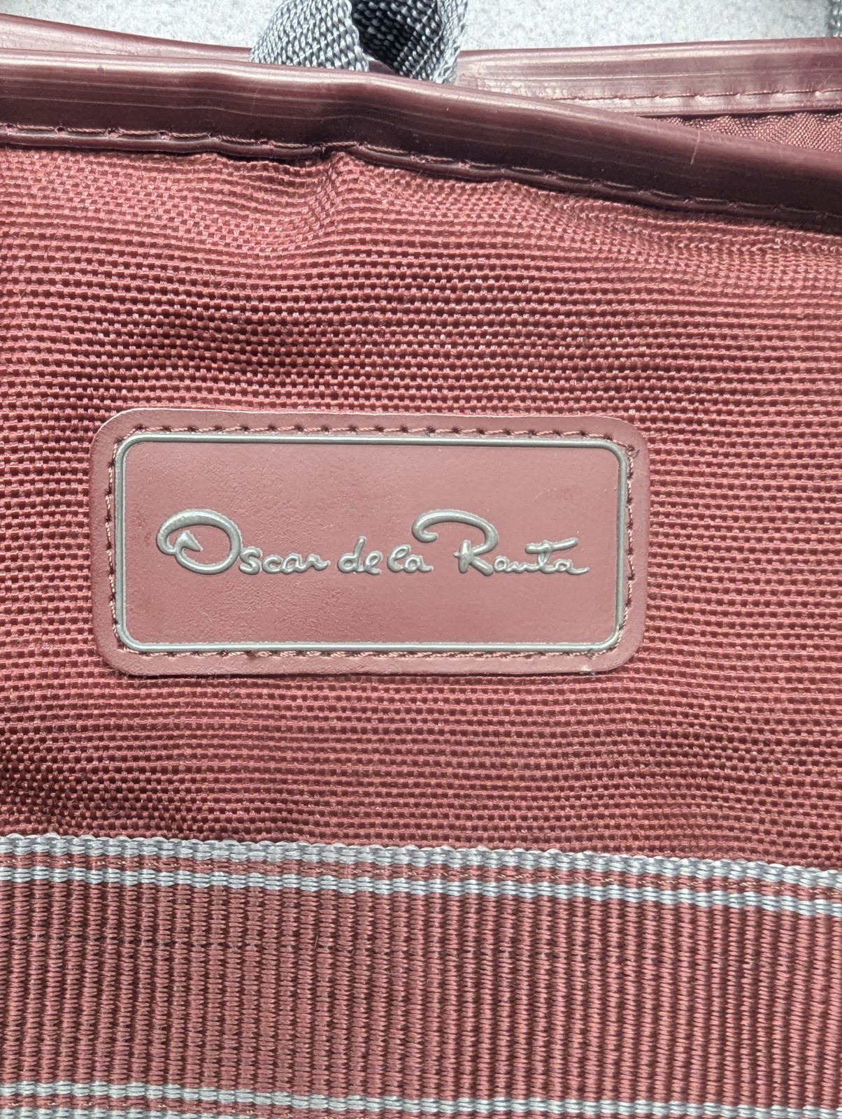 Oscar de la Renta Vintage Tweed Garment Travel Bag Burgundy