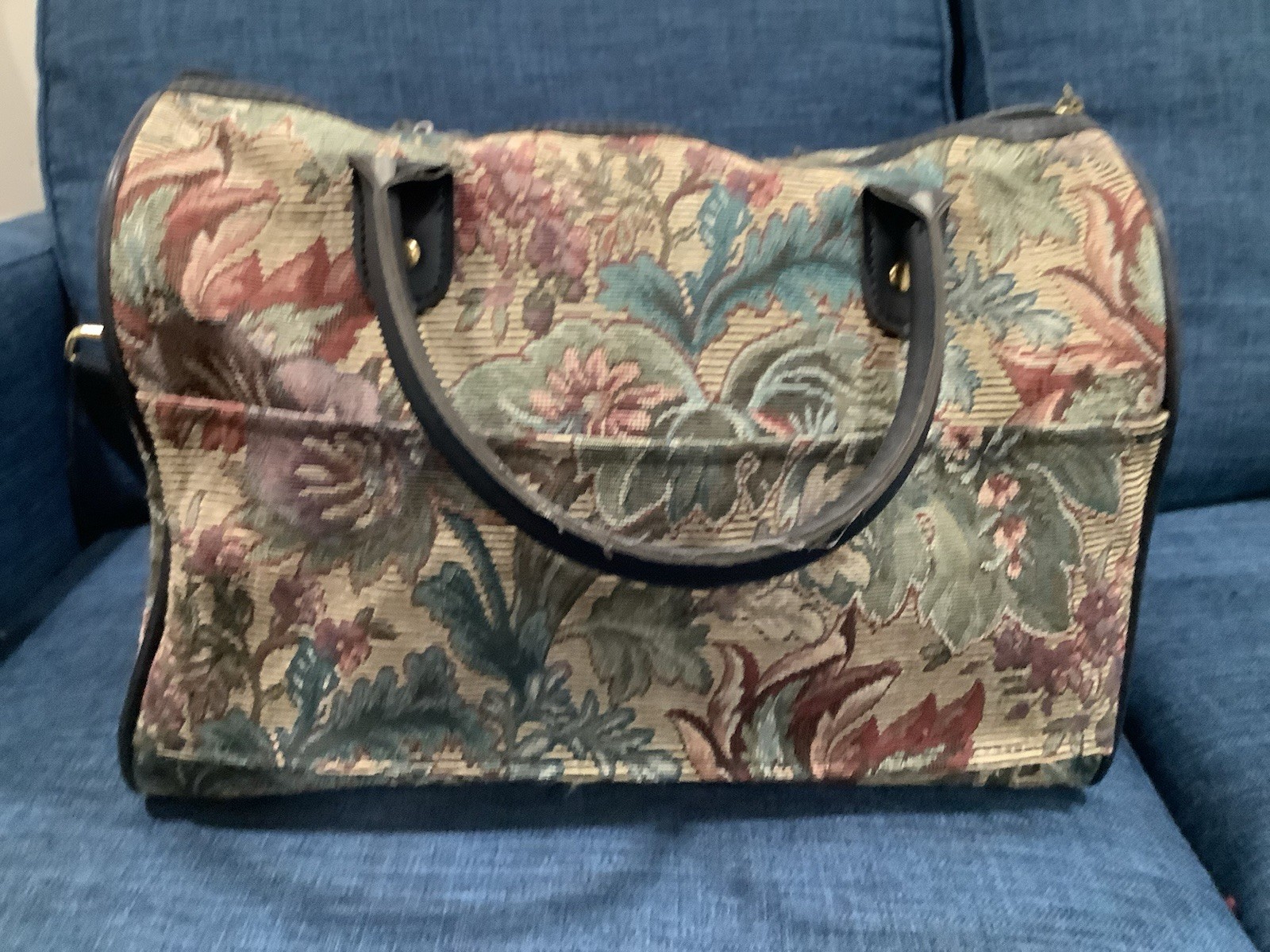 Sorrento Vintage Carry-All Carry-On Floral Tapestry Luggage Overnight Tote Bag