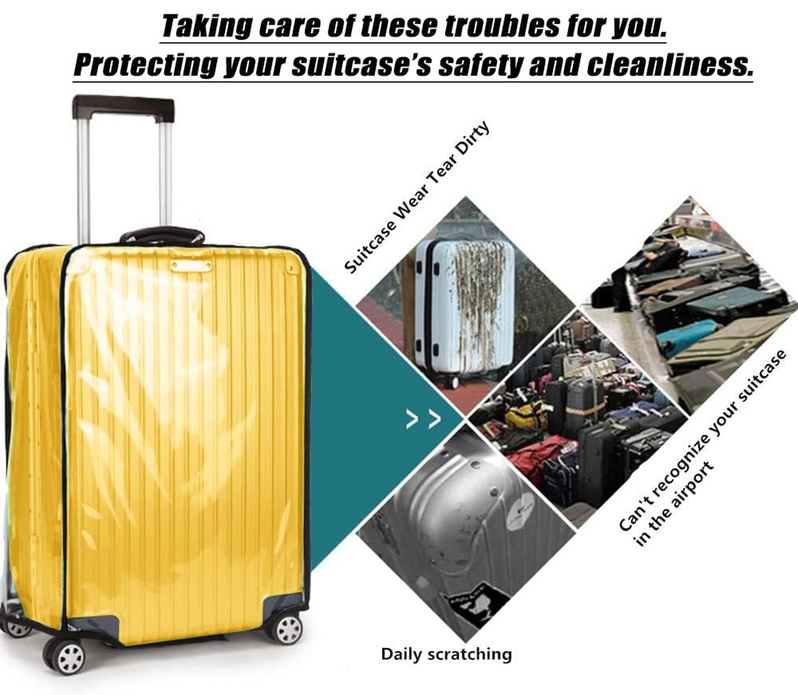 24 Inch Clear PVC Luggage Cover, 0.2mm Thick Lightweight Waterproof, Dustproo…