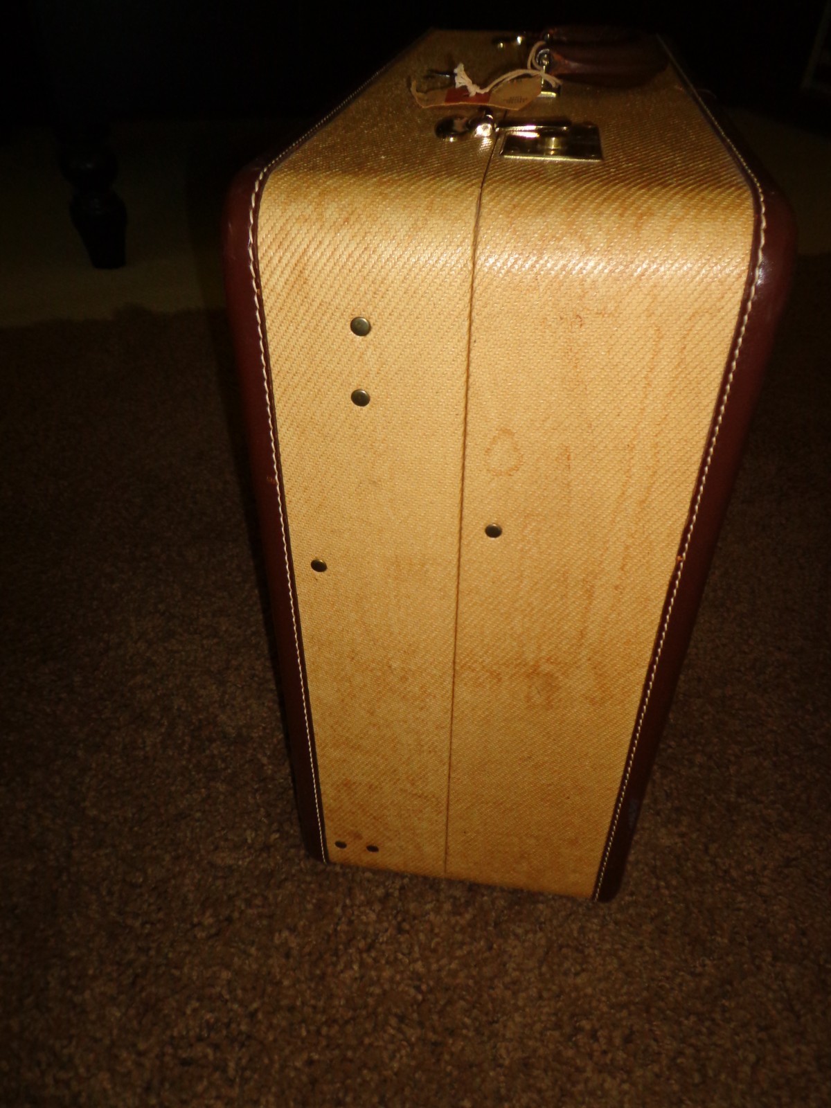 Vintage Portmanteau Luggage Suitcase Clothes Hangers Leather trim/Handle Sturdy