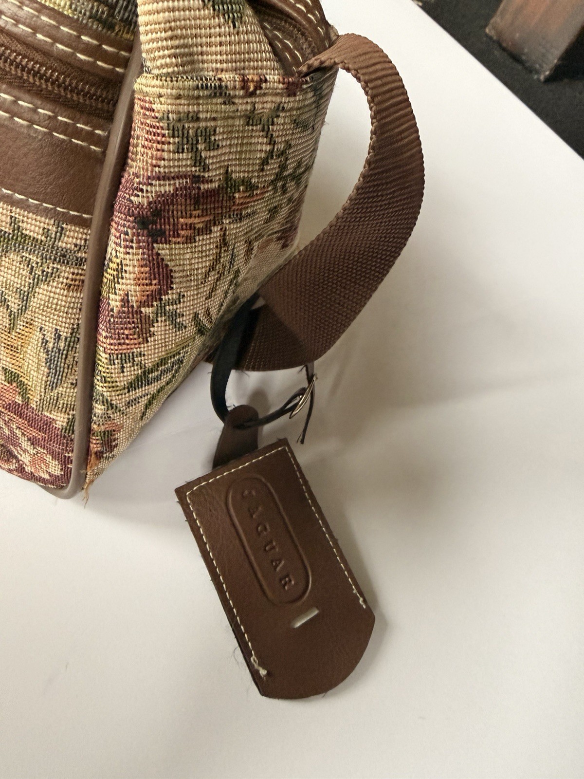 Vintage Jaguar Floral Upholstery Travel Bag