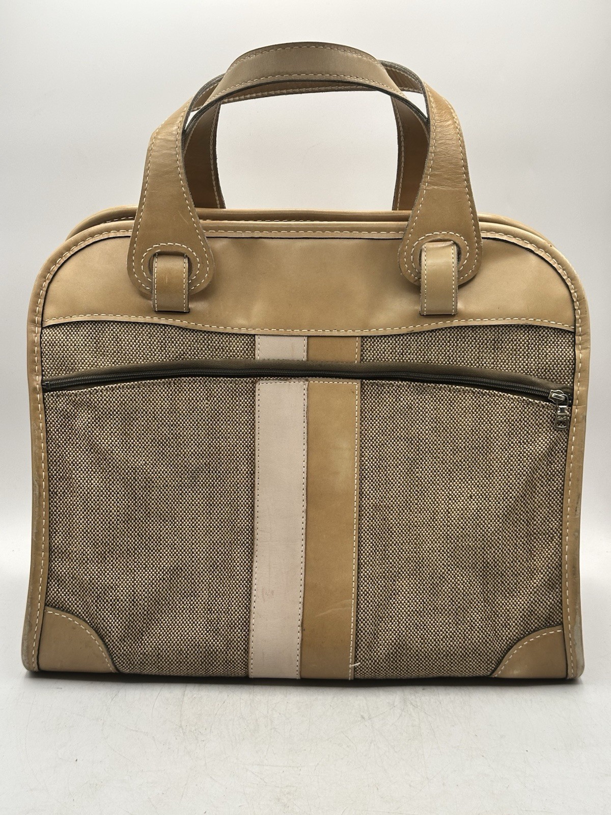 Harry Schilling Vintage Weekender Bag Brown Leather And Tweed With Lock No Key