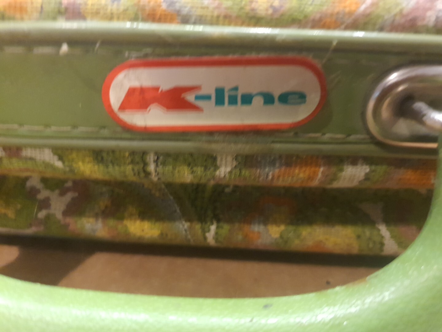 GENUINE – 1960’s K Line Suitcase Luggage Paisley Green Orange Canvas – BEAUTIFUL