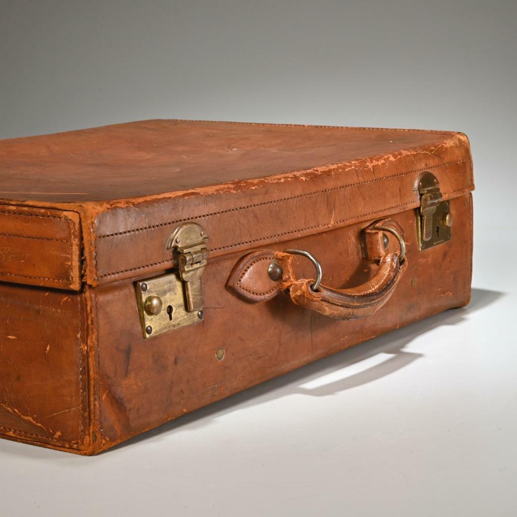 Peal and Company London Bridle Leather Suitcase Vintage